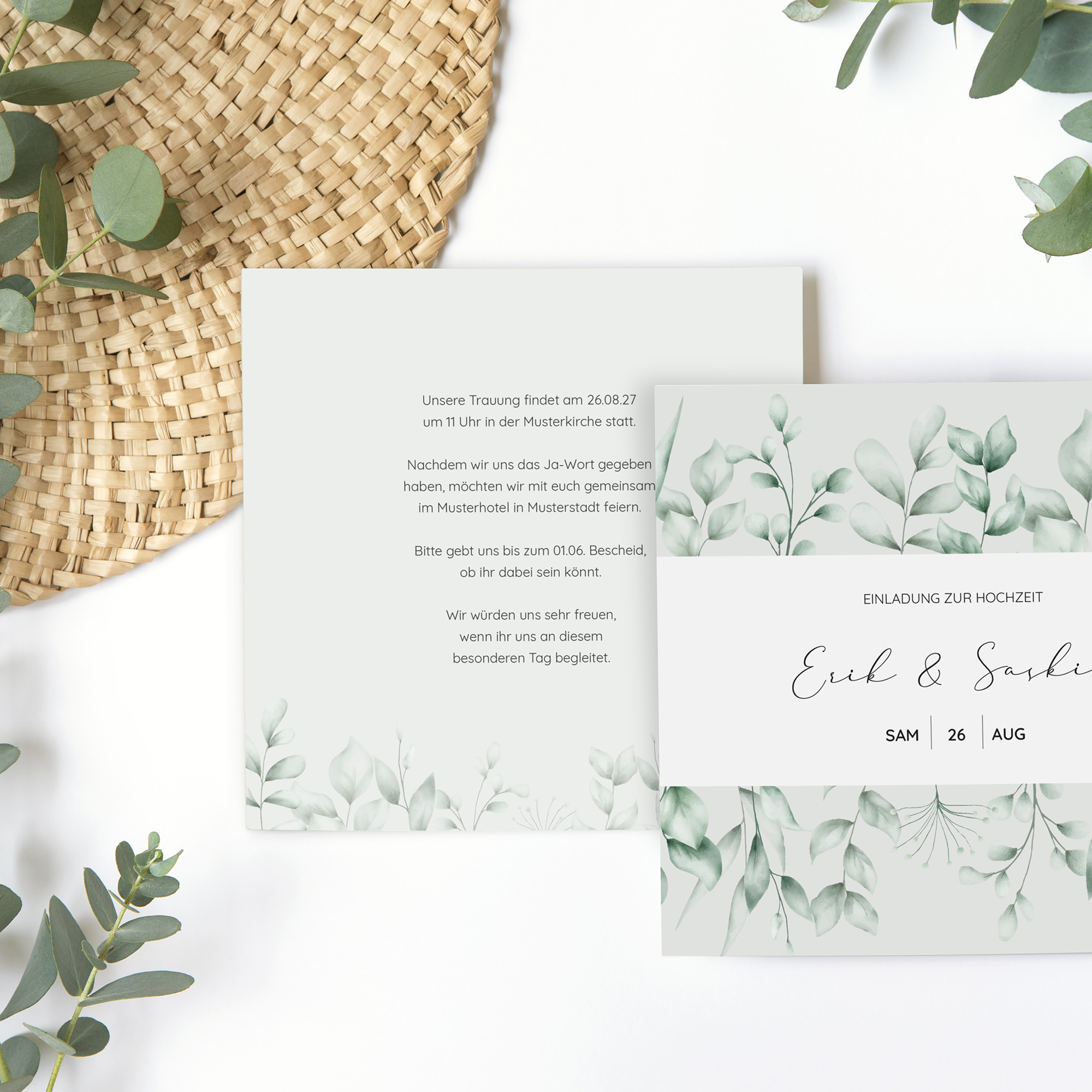 Postkarte Quadrat 148 x 148 mm - Greenery "Evergreen Mint"