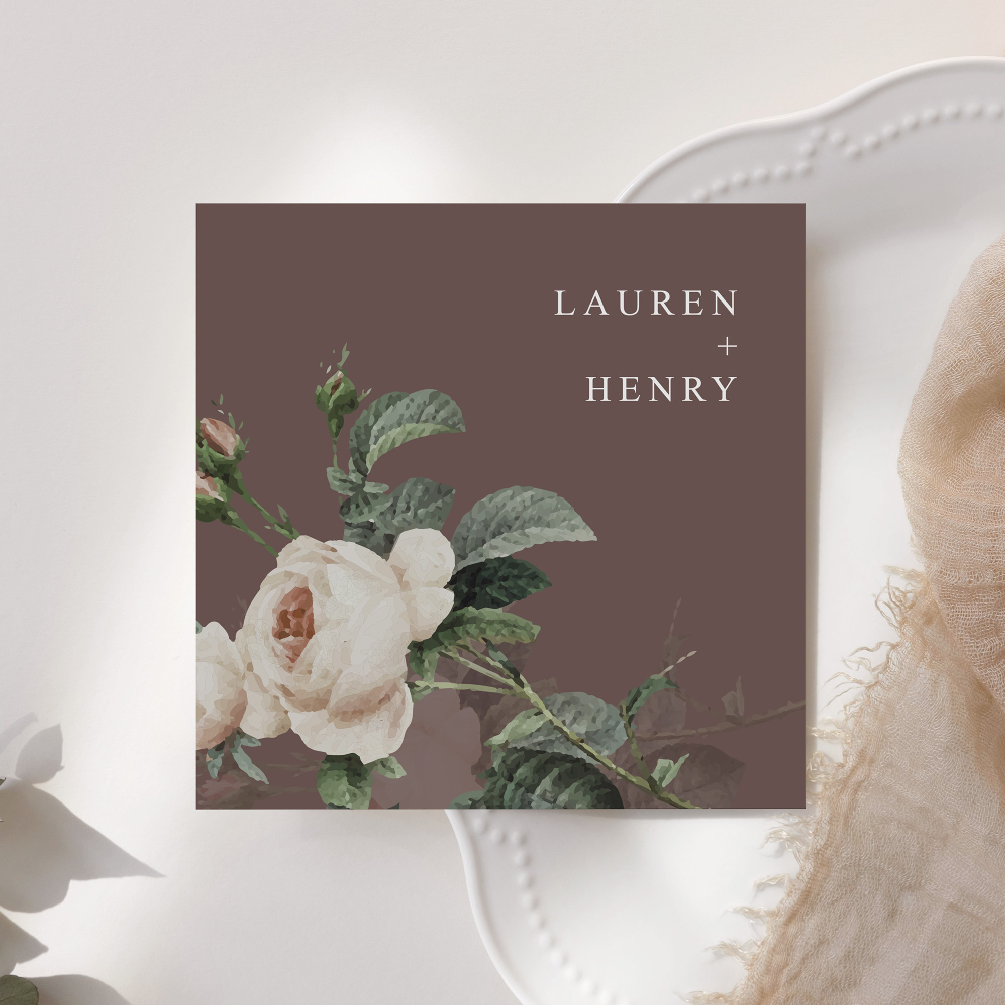 Postkarte Quadrat 148 x 148 mm - Floral "Antique Rose"