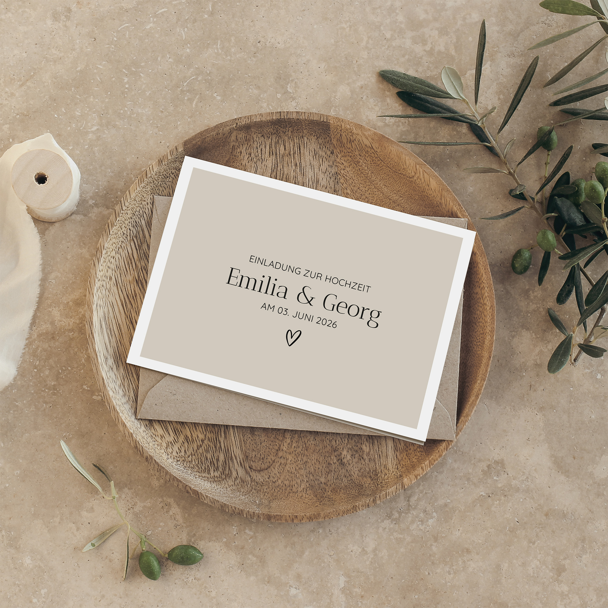 Klappkarte DIN A6 im Querformat - Minimalistisch "Latte Macchiato"