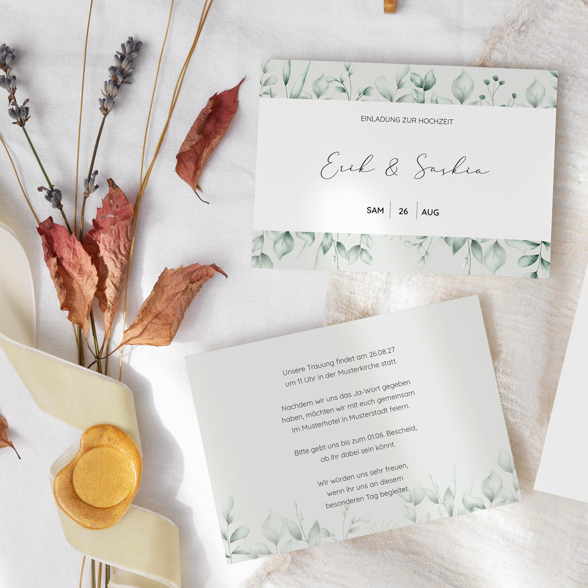 Postkarte DIN A6 im Querformat - Greenery - "Evergreen Mint"