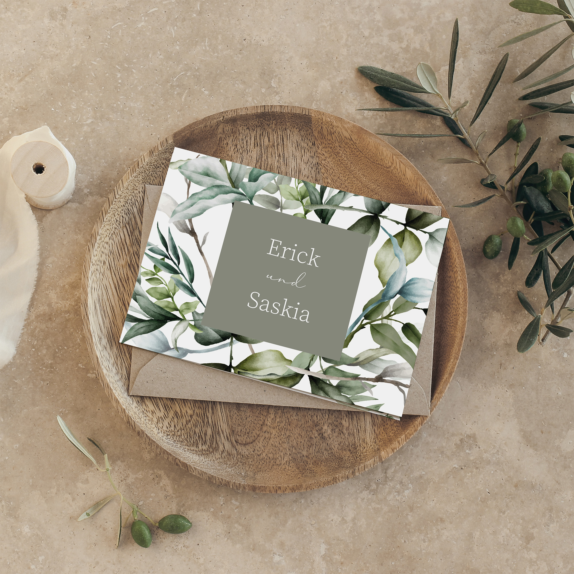 Klappkarte DIN A6 im Querformat - Greenery "Pure Greenery"