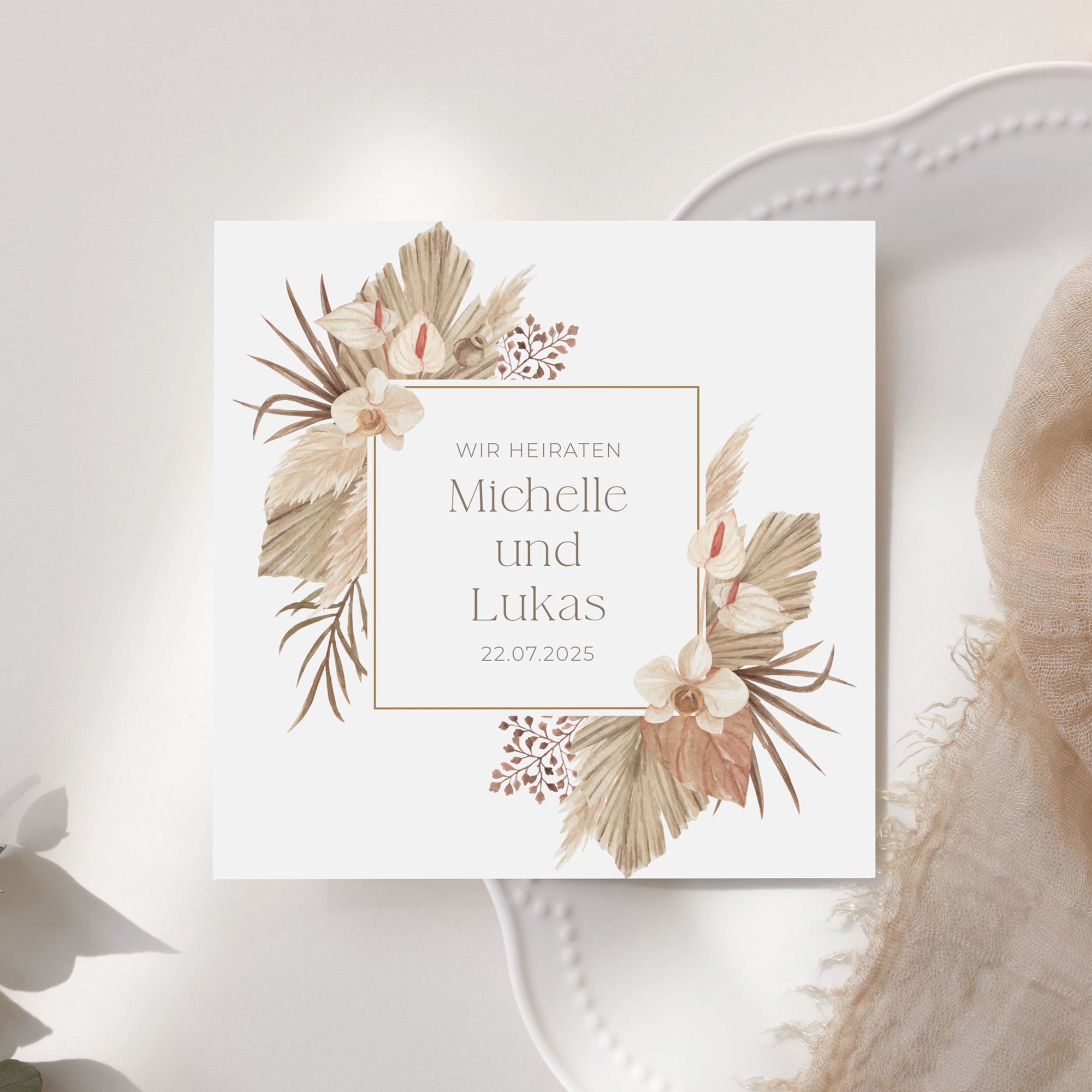 Postkarte Quadrat 148 x 148 mm - Boho "Golden Haze"