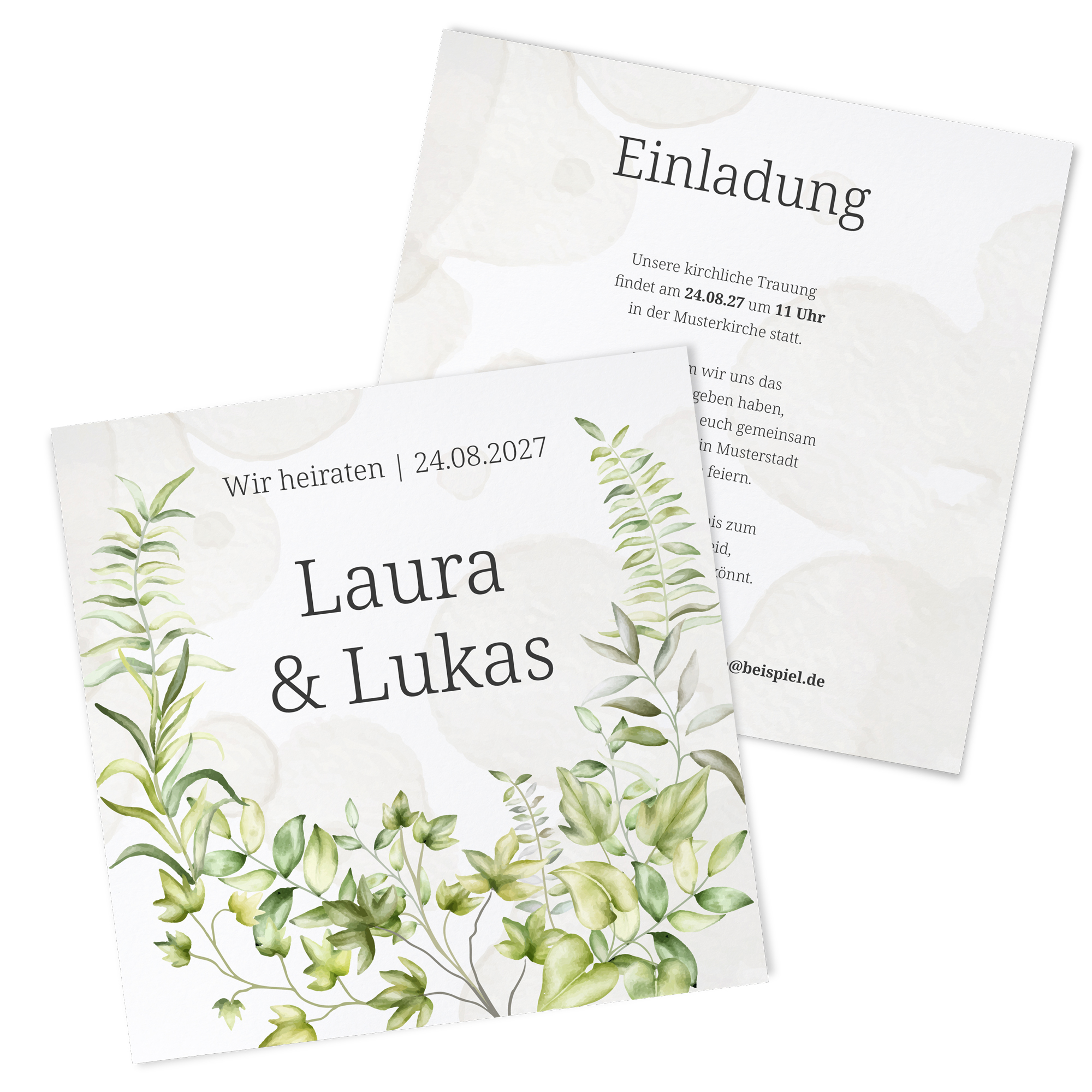 Postkarte Quadrat 148 x 148 mm - Greenery "leaf light"