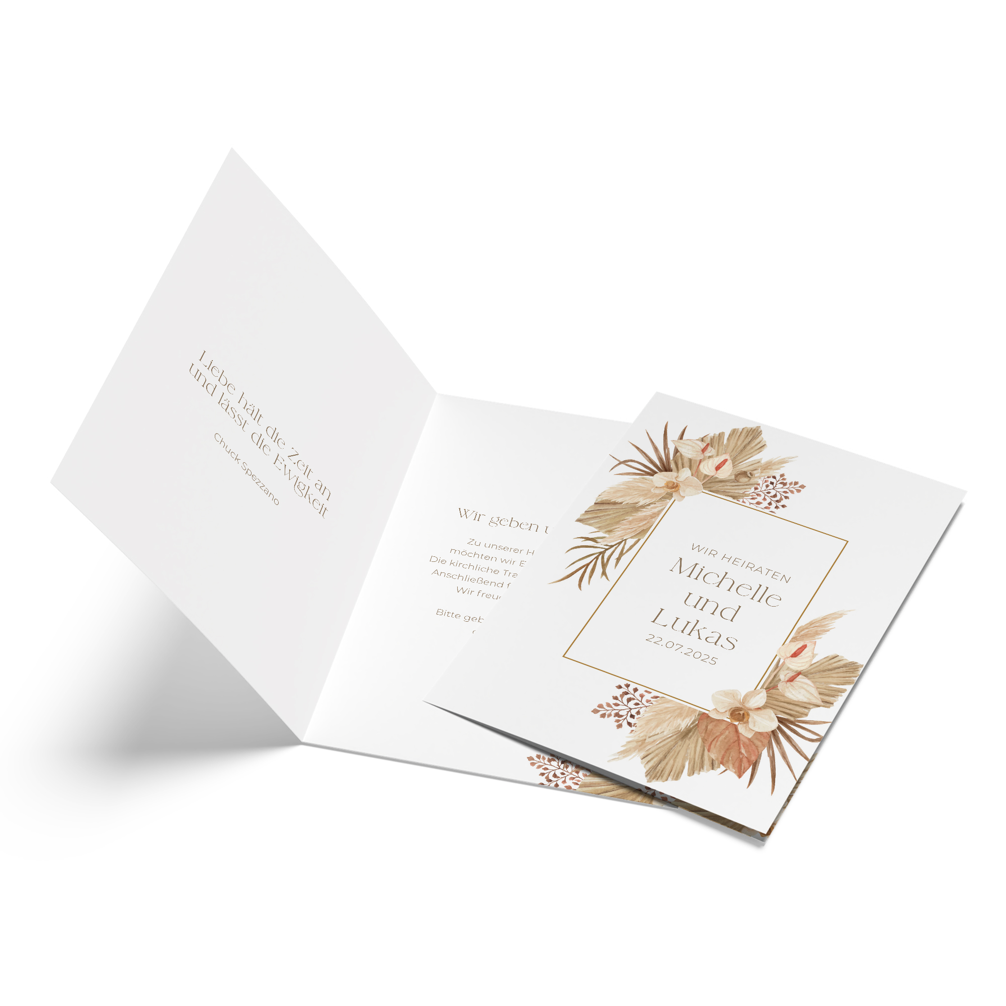 Klappkarte DIN A6 im Hochformat - Boho "Bare Golden Haze"