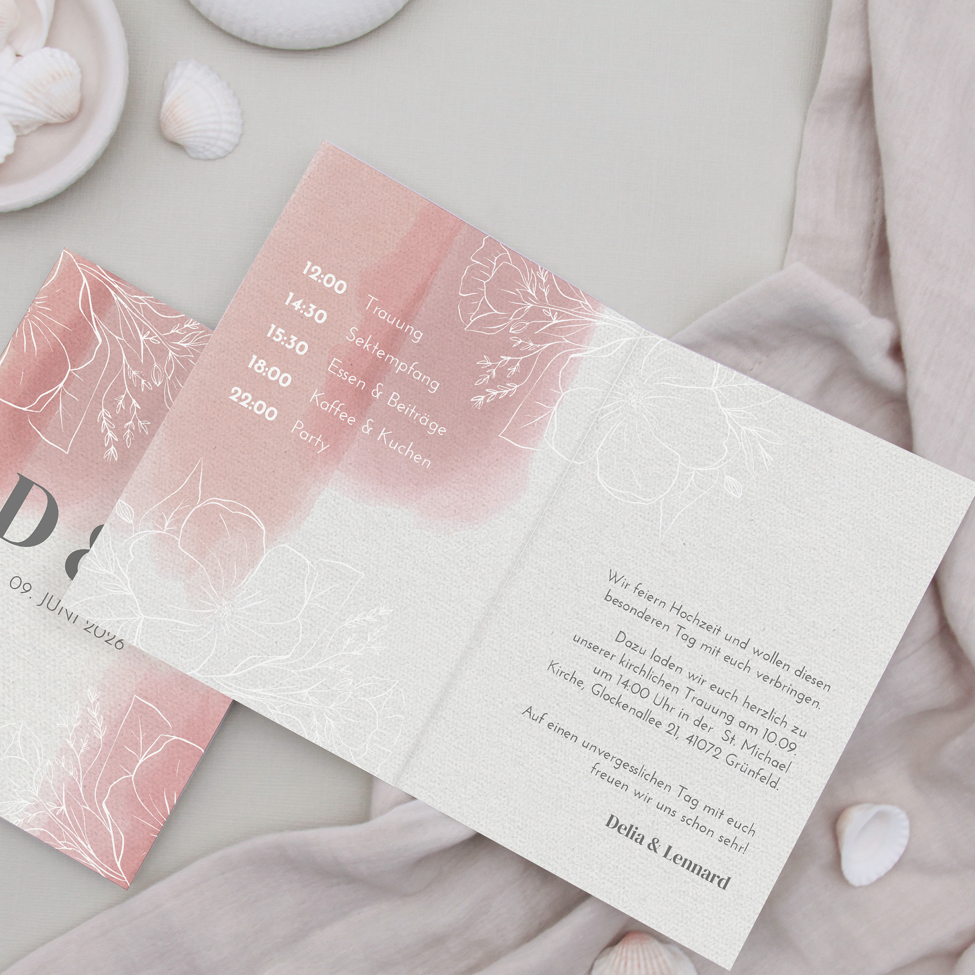 Klappkarte DIN A6 im Hochformat -Aquarell "dusty bloom"