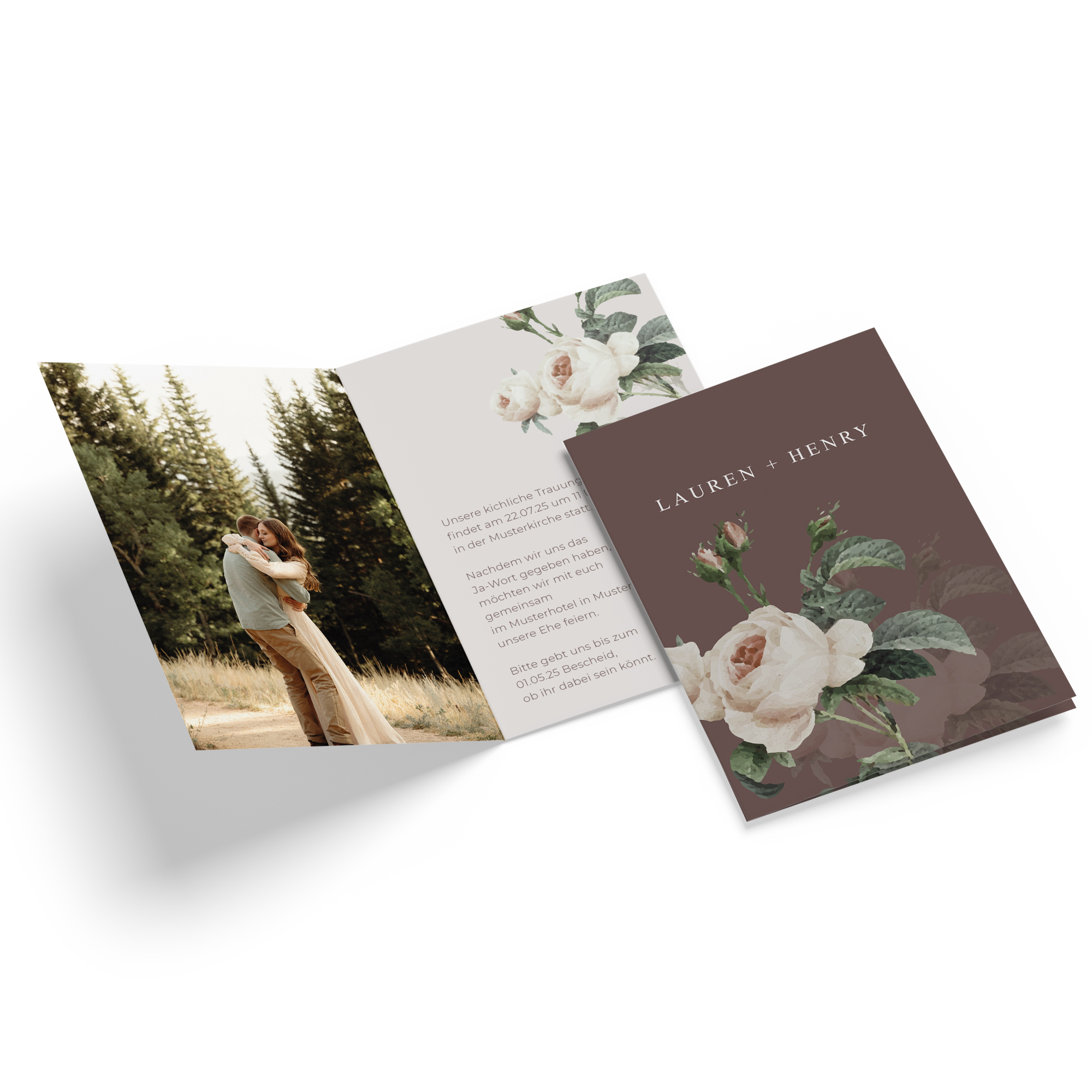 Klappkarte DIN A6 im Hochformat - Floral "Antique Rose"