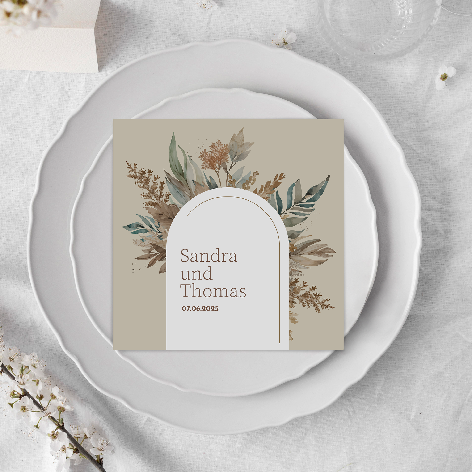 Postkarte Quadrat 148 x 148 mm - Boho "Bare Nature"