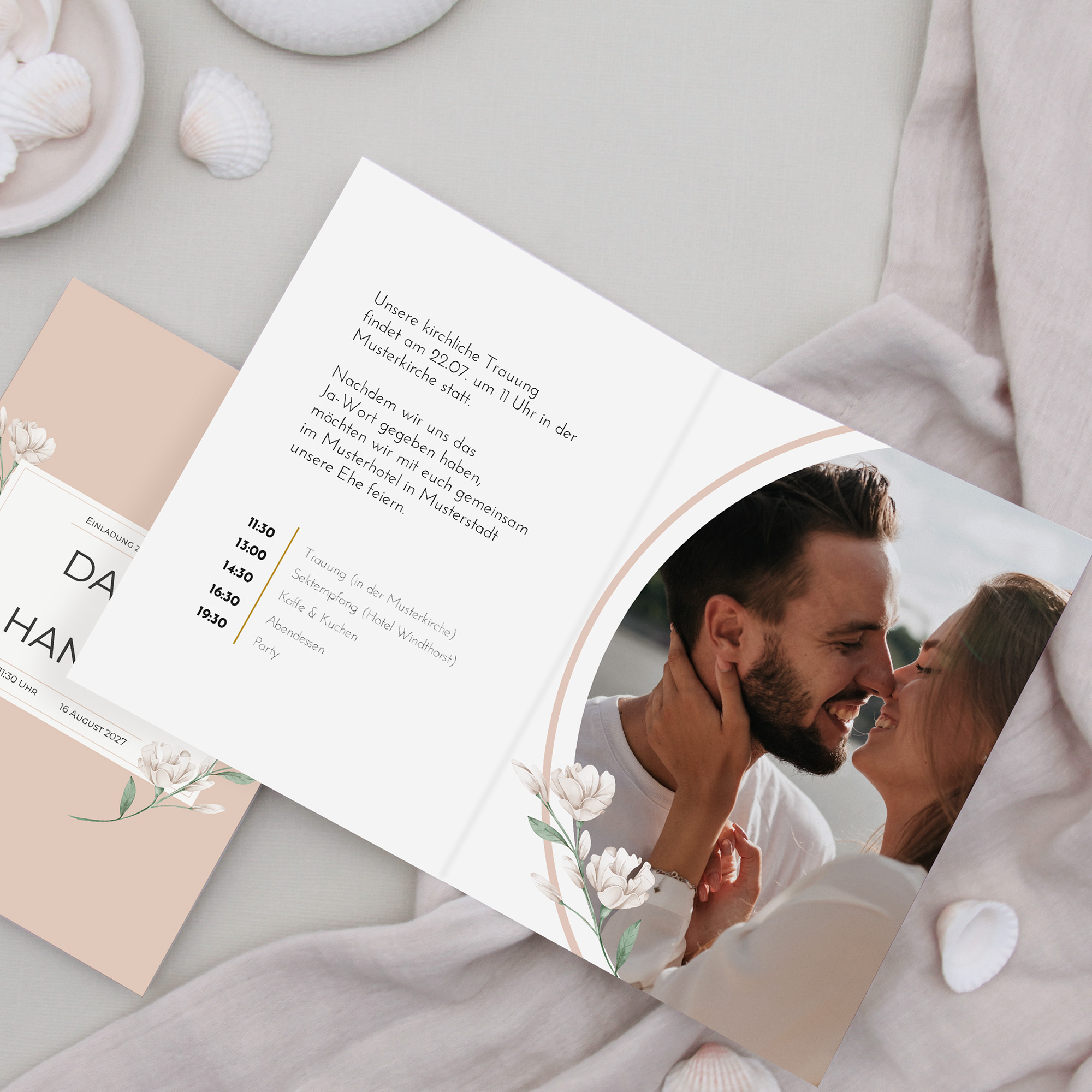 Klappkarte DIN A6 im Hochformat - Floral "Neutral Florals"