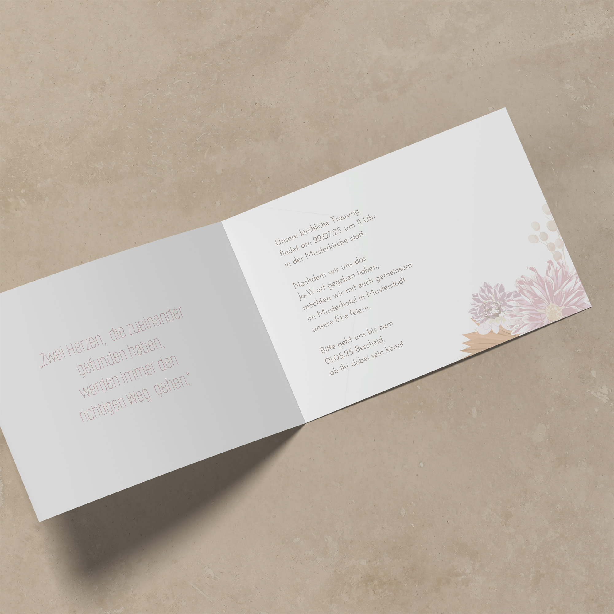 Klappkarte DIN A6 im Querformat - Floral "Terracotta Blossom"