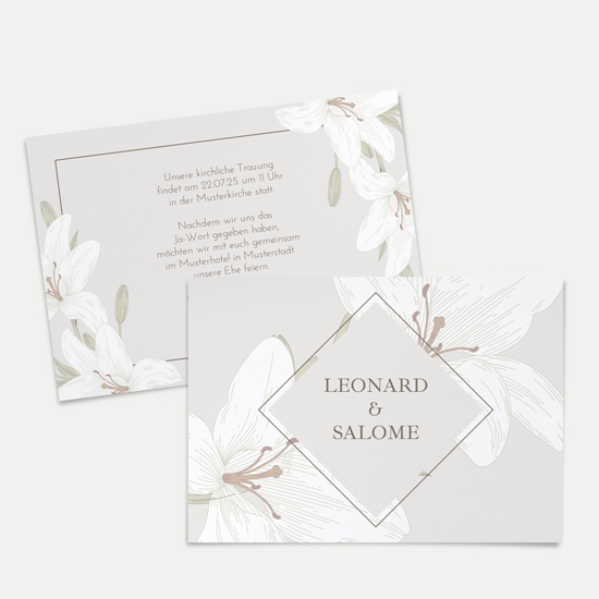 Postkarte DIN A6 im Querformat - Floral "White Lily"