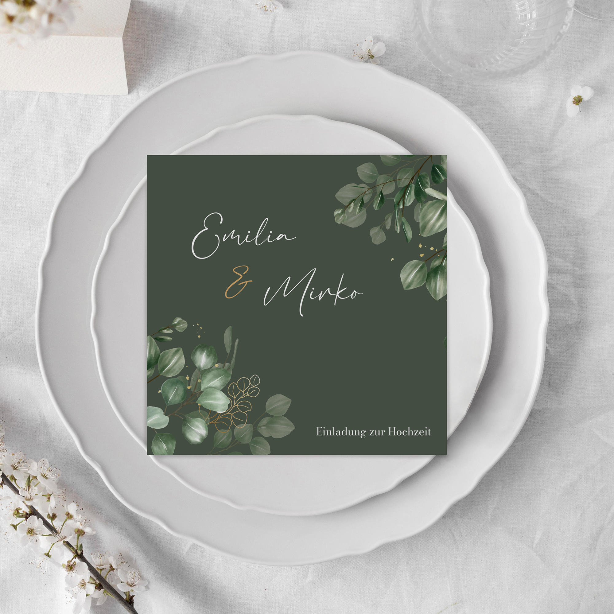 Postkarte Quadrat 148 x 148 mm - Greenery "Eucalyptus Night"