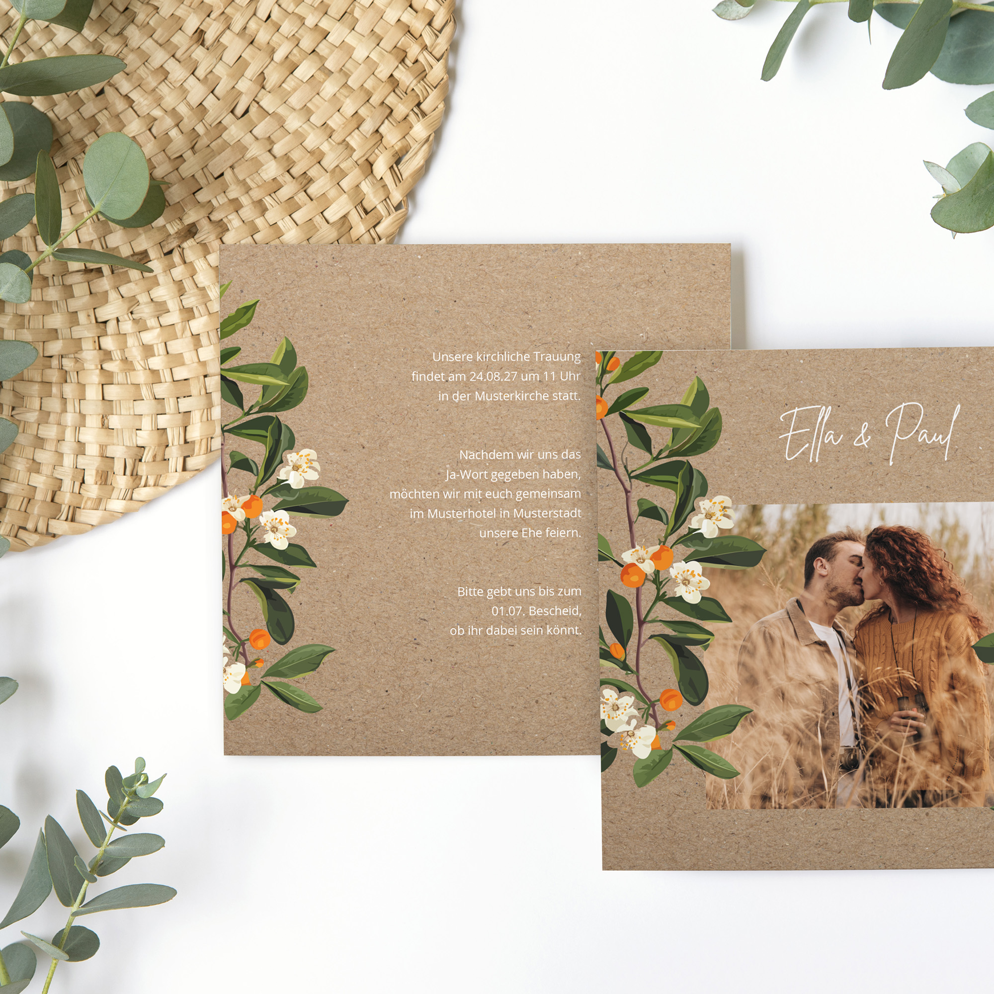 Postkarte Quadrat 148 x 148 mm - Greenery "orange craft"