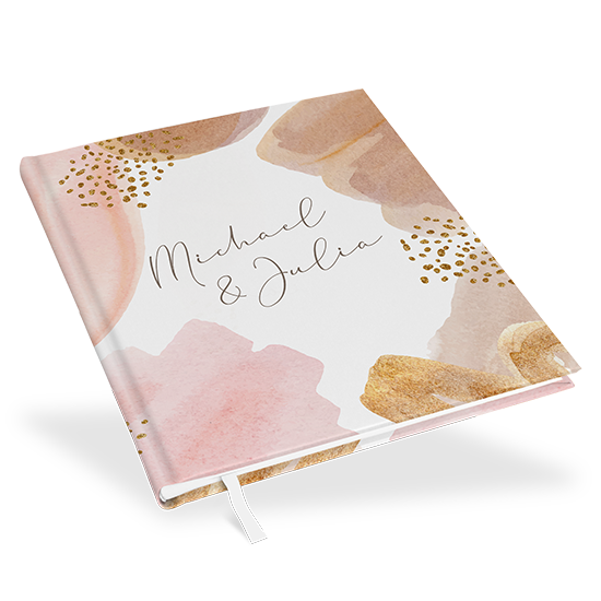 Erinnerungsbuch Hochzeit - Aquarell "Golden Blush"