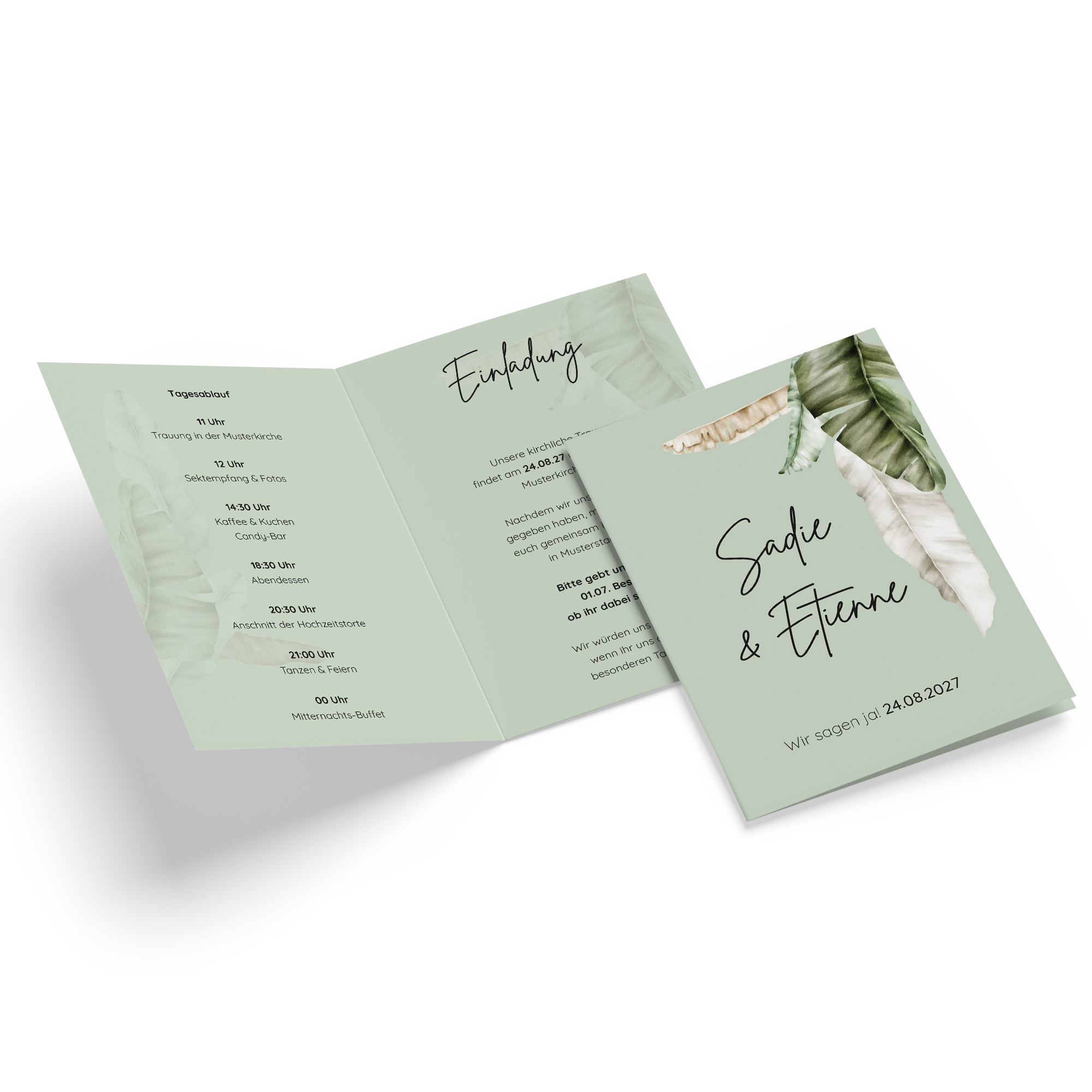 Klappkarte DIN A6 im Hochformat -Greenery "Manila 02"