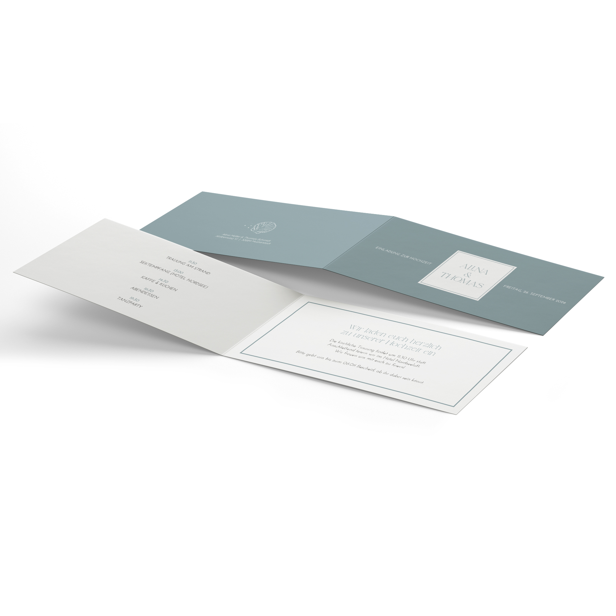 Klappkarte DIN A6 im Querformat - Minimalistisch "Nordic Shore"