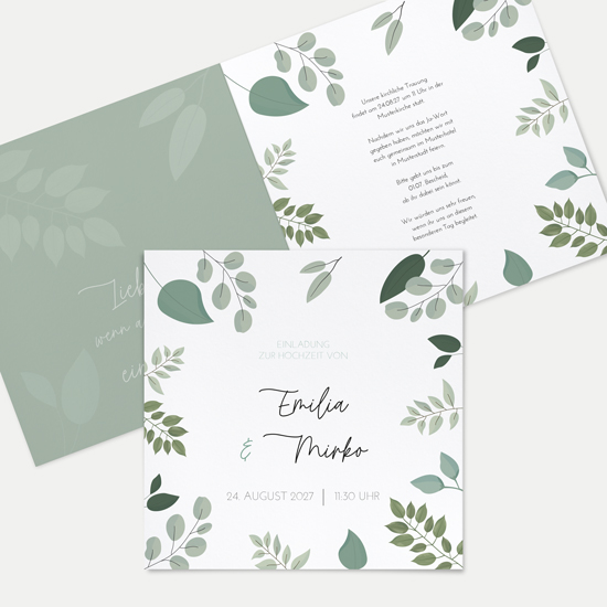Klappkarte Quadratisch 148 x 148 mm - Greenery "Green & Simple"