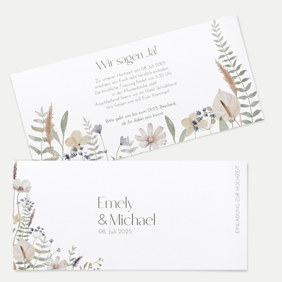 Postkarten DIN lang im Querformat 210 x 98 mm - Boho "Pastel Bloom"