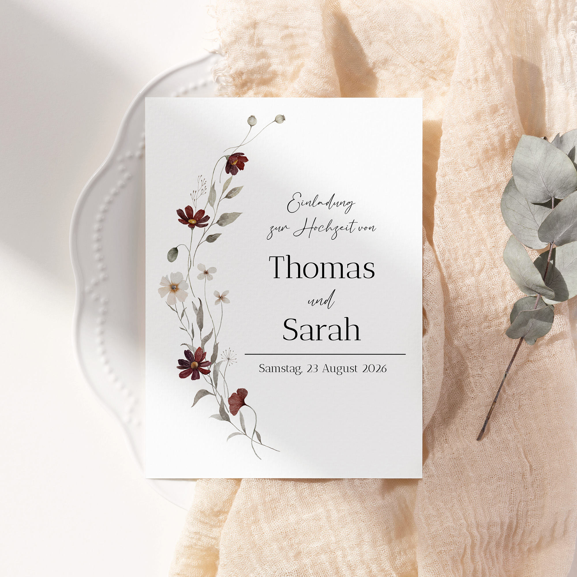 Postkarte DIN A6 im Hochformat - Vintage "Wildflower Note"