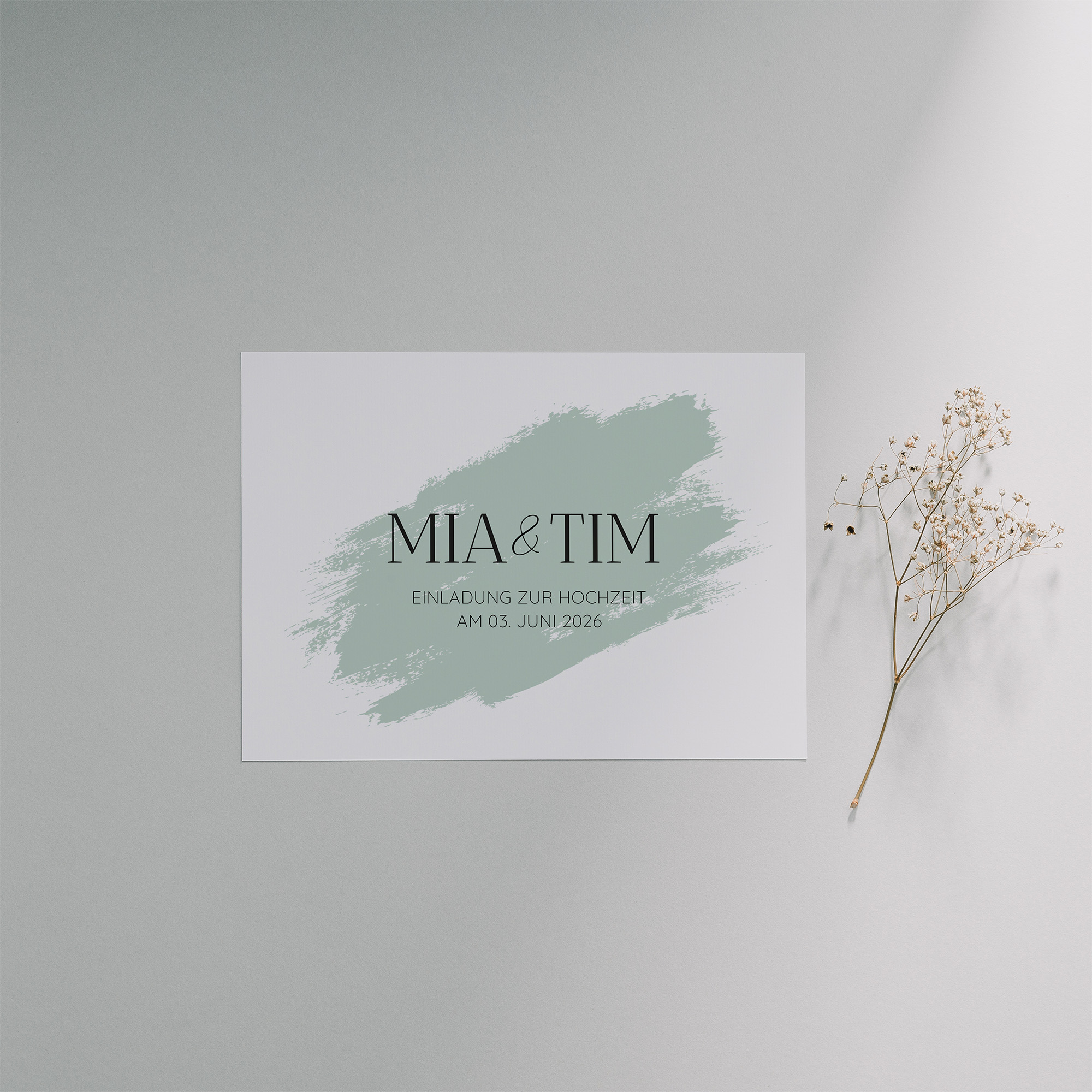 Postkarte DIN A6 im Querformat - Minimalistisch "Mint Brush"