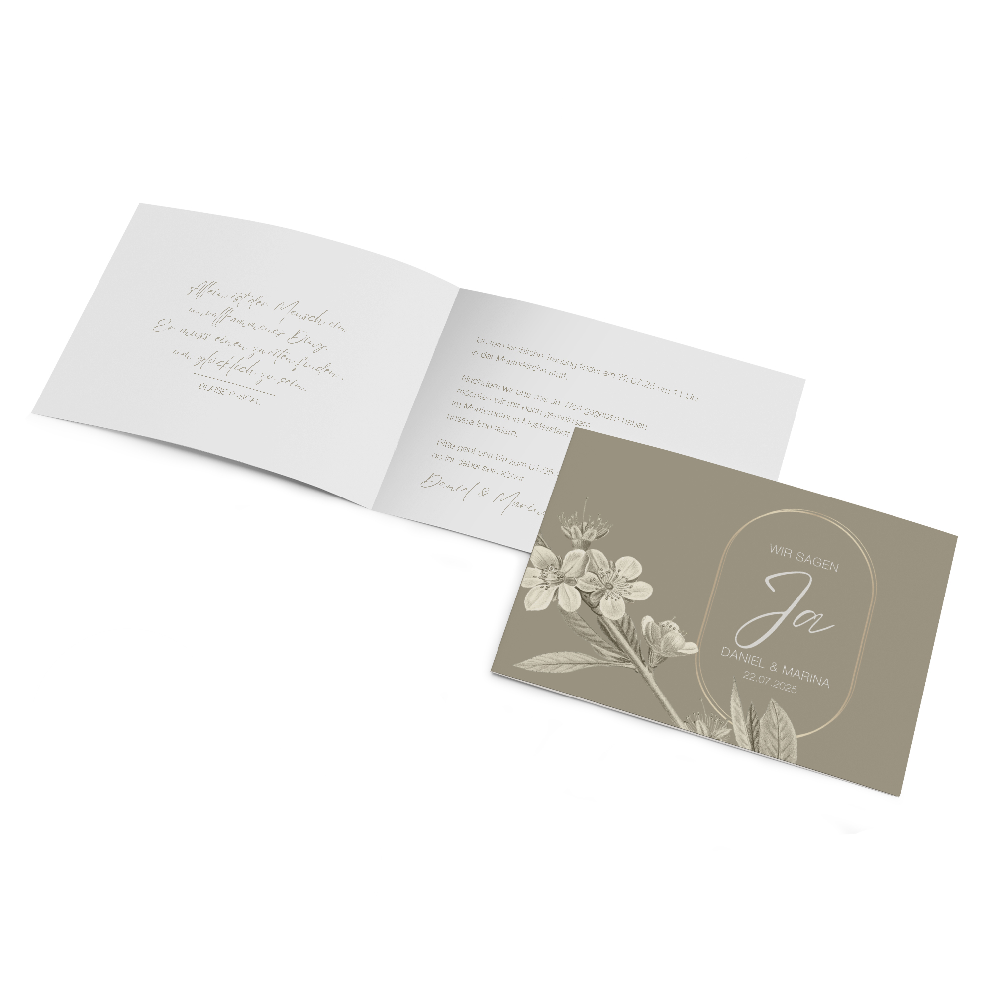 Klappkarte DIN A6 im Querformat - Floral "Classic Flora"