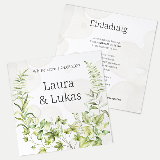 Postkarte Quadrat 148 x 148 mm - Greenery "leaf light"