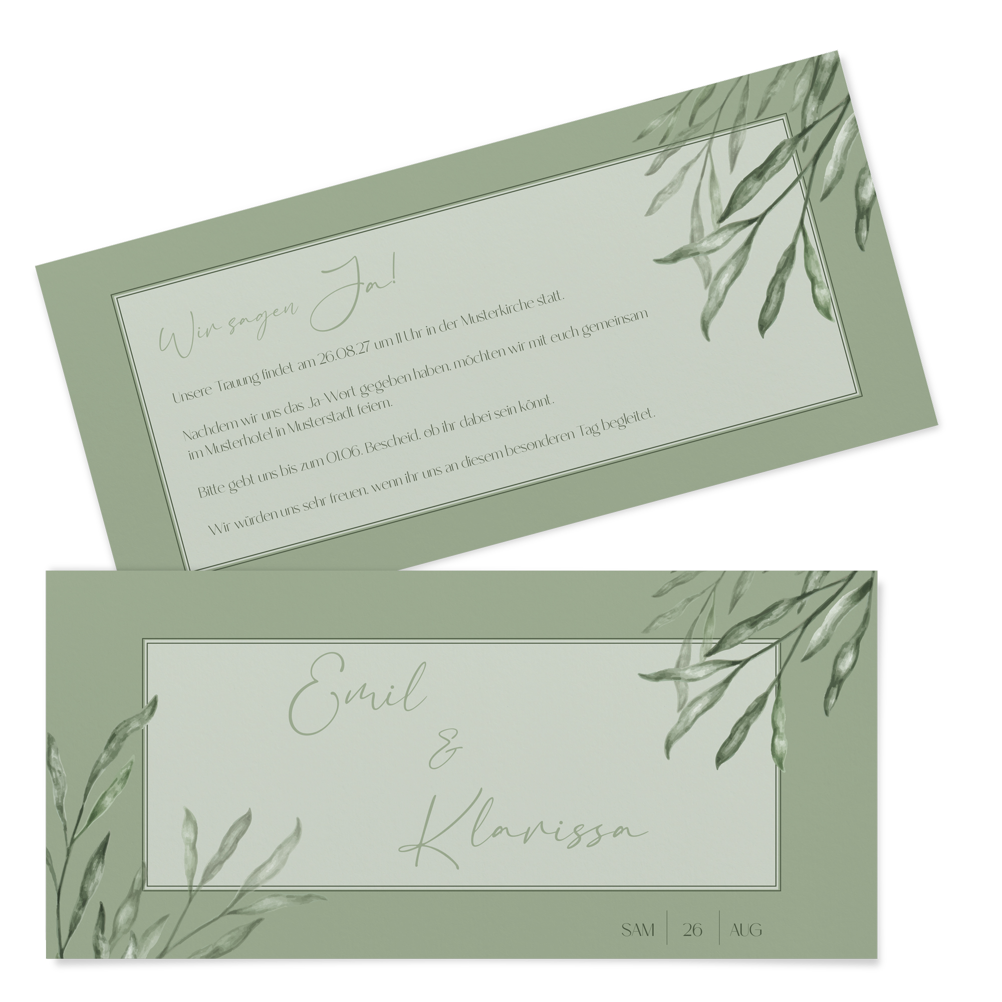 Postkarten DIN lang im Querformat 210 x 98 mm - Greenery "Natural Frame"