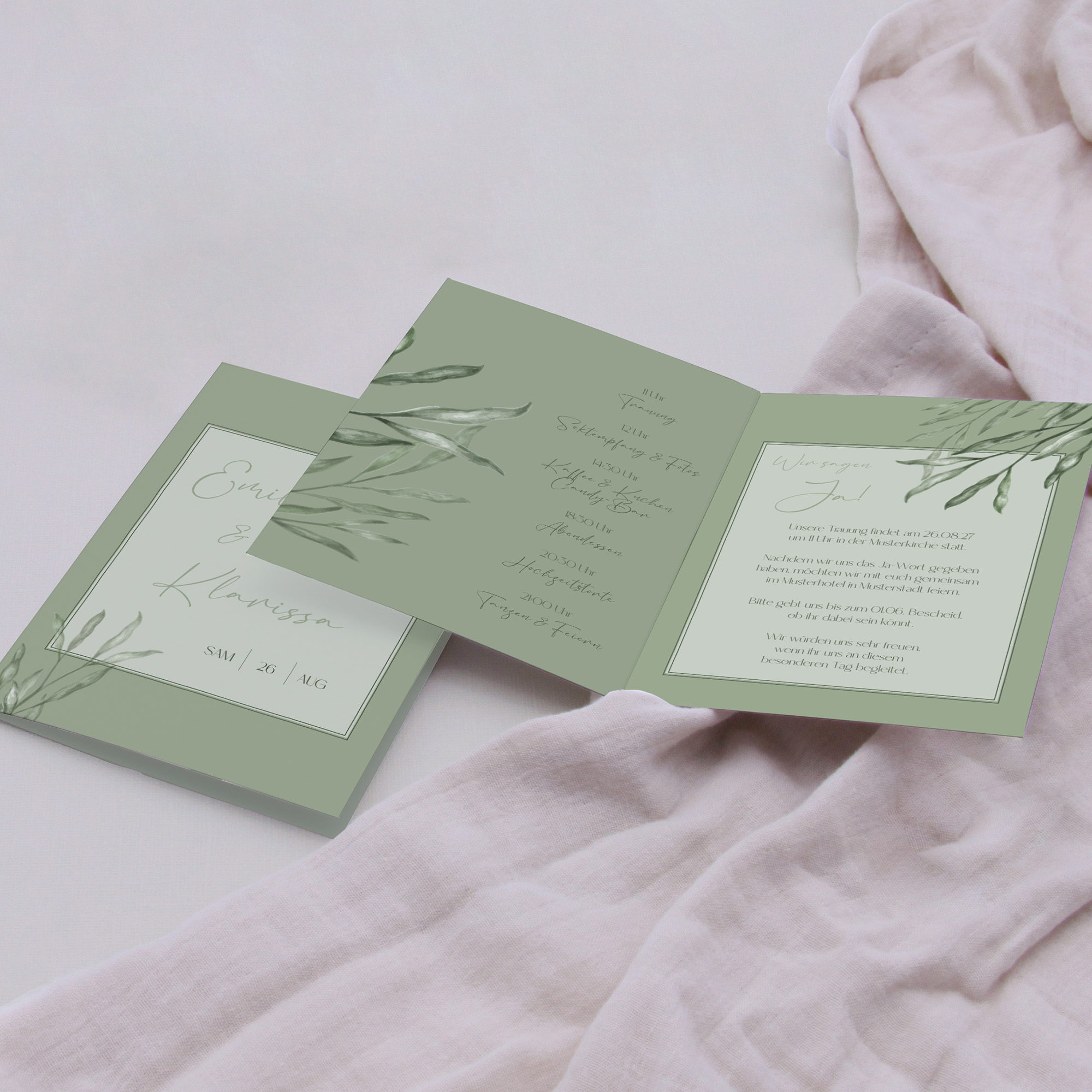 Klappkarte DIN A6 im Hochformat - Greenery "Natural Frame"