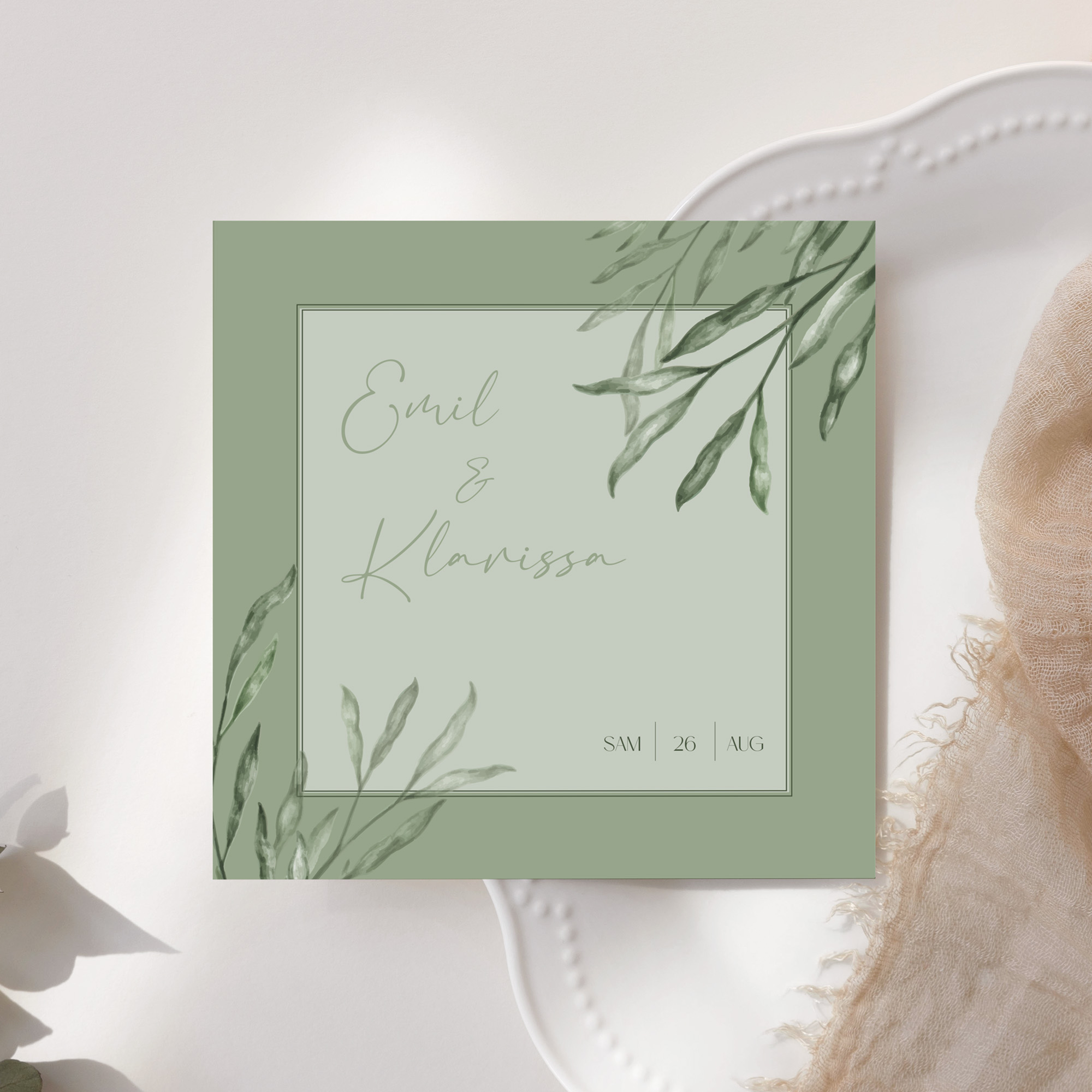 Postkarte Quadrat 148 x 148 mm - Greenery "Natural Frame"