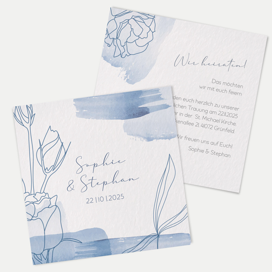 Postkarte Quadrat - Aquarell "midnight petals"