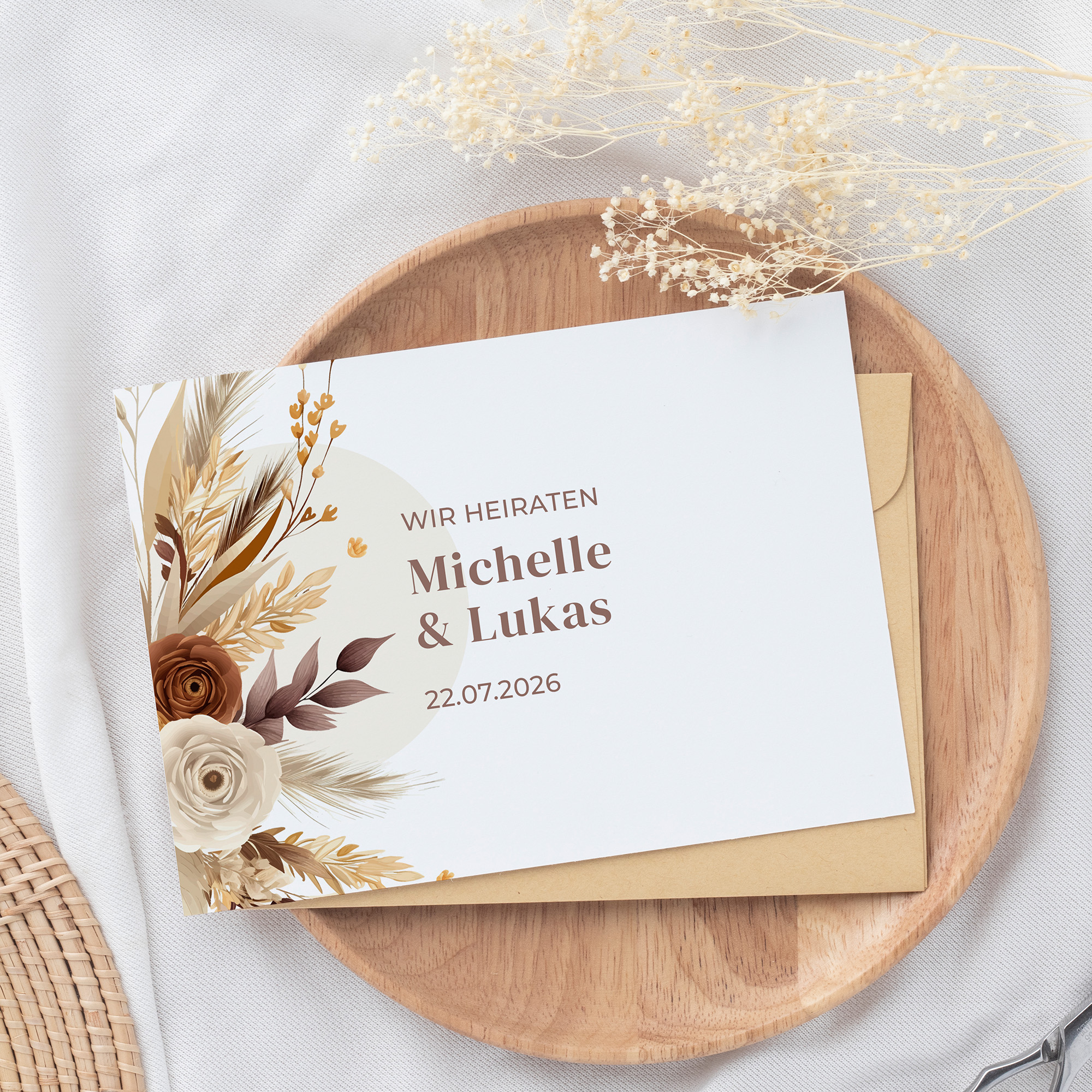 Postkarte DIN A6 im Querformat - Boho "Earth Bouquet"