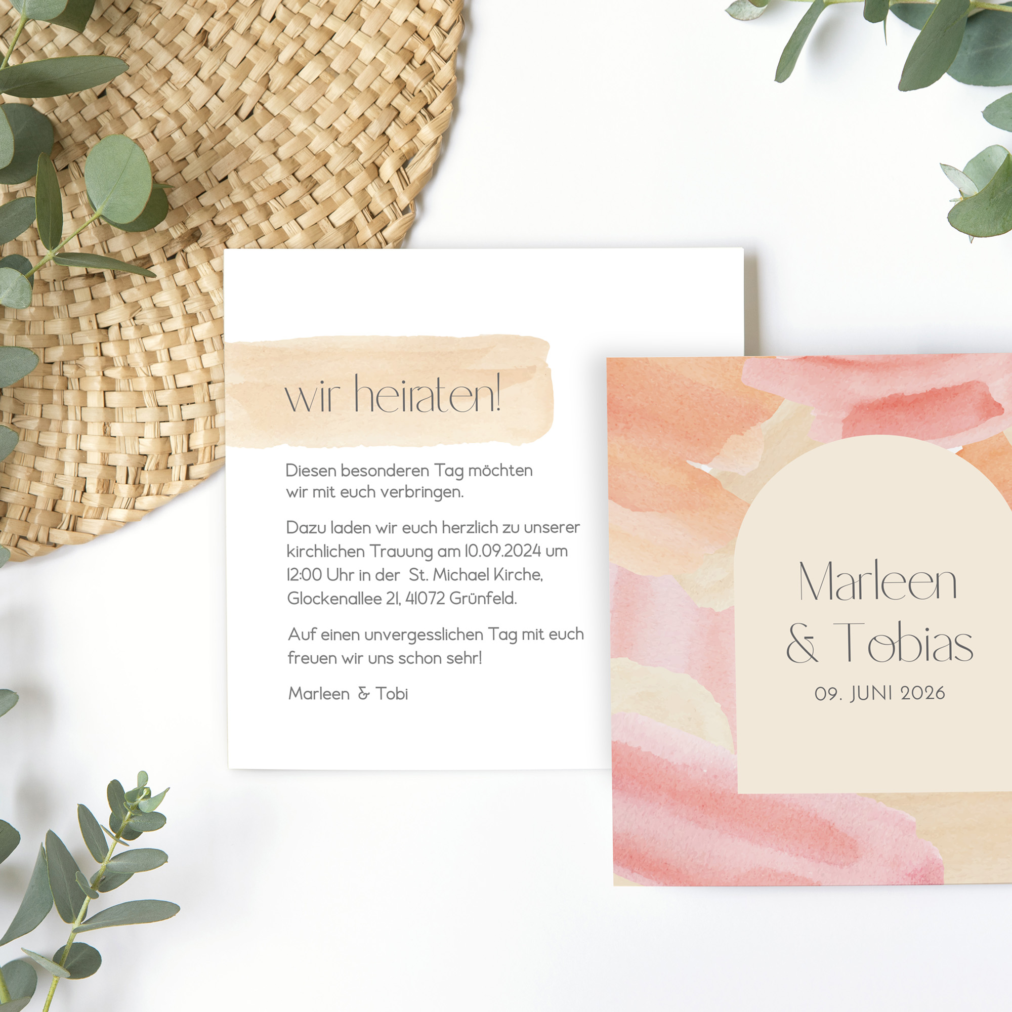 Postkarte Quadrat - Aquarell "sunset stroke"