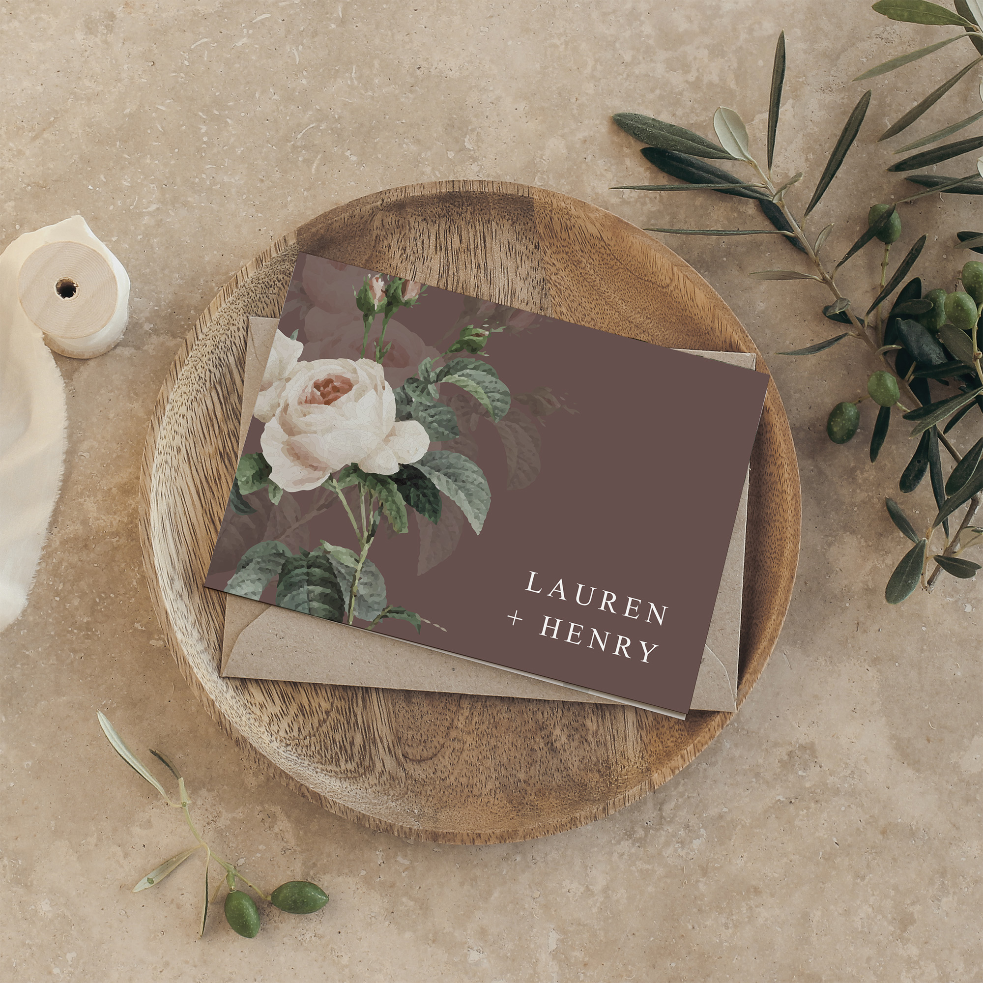 Klappkarte DIN A6 im Querformat - Floral "Antique Rose"