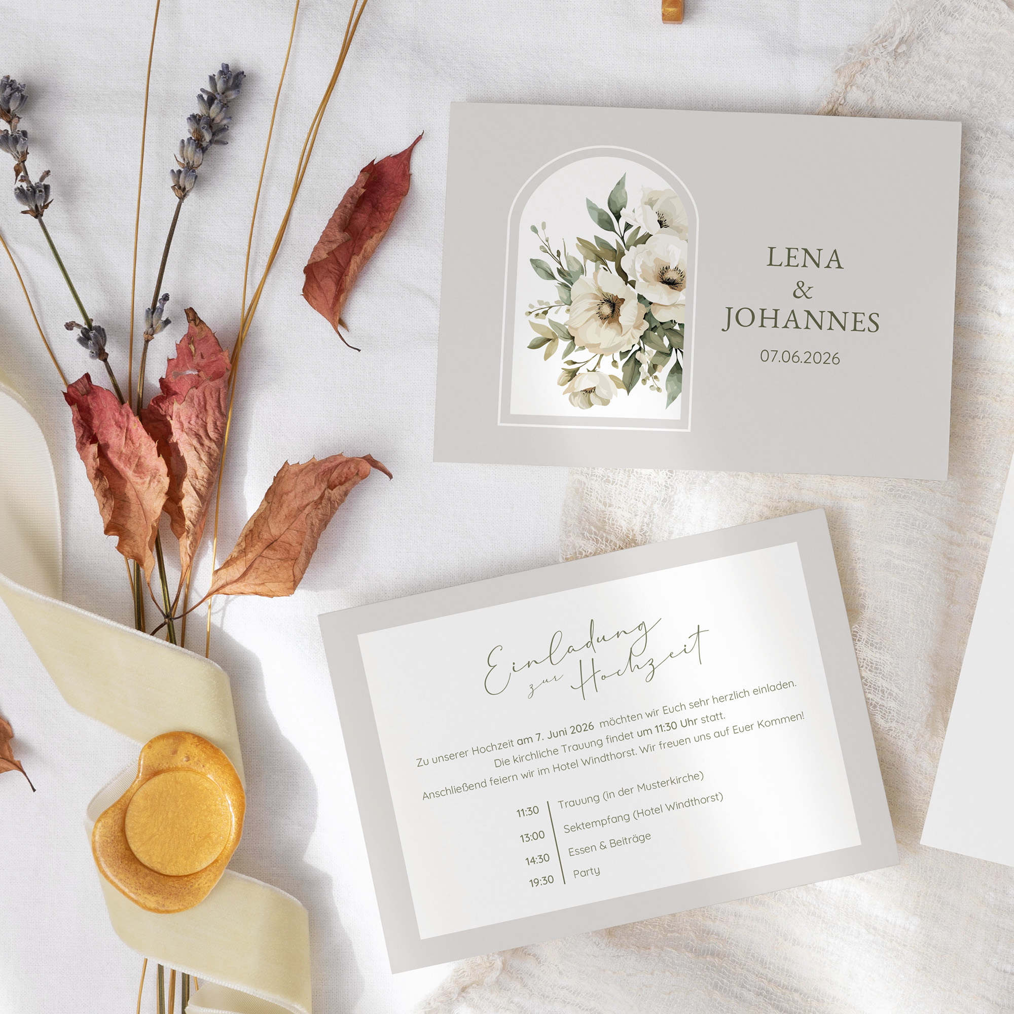 Postkarte DIN A6 im Querformat - Vintage "Ivory Garden"