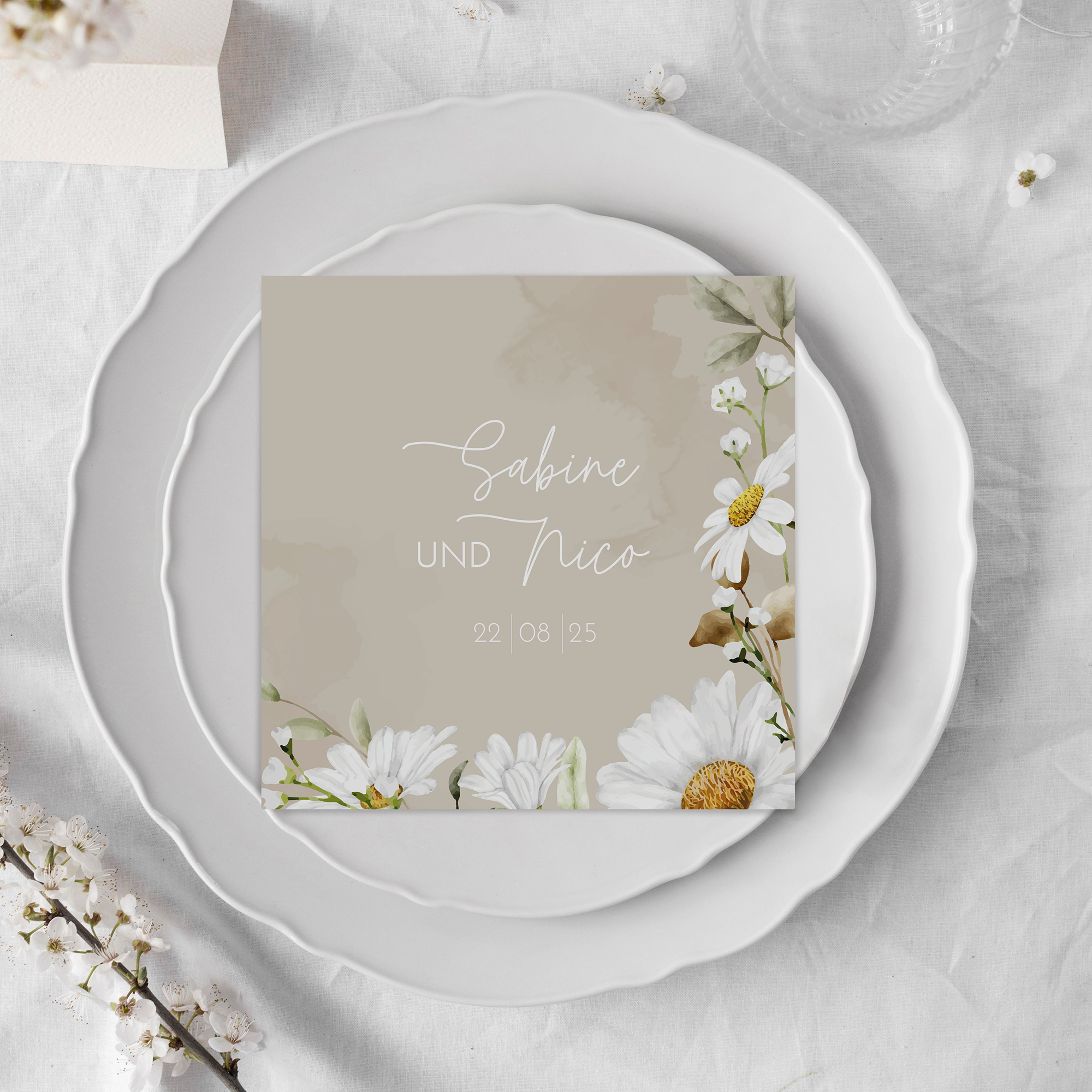 Postkarte Quadrat 148 x 148 mm - Floral "Daisy Field"