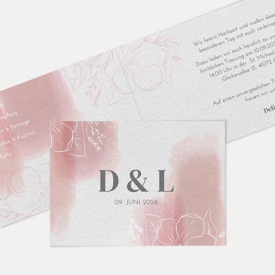 Klappkarte DIN A6 im Querformat - Aquarell "dusty bloom"