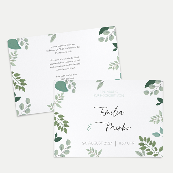 Postkarte DIN A6 im Querformat - Greenery - "Green & Simple"