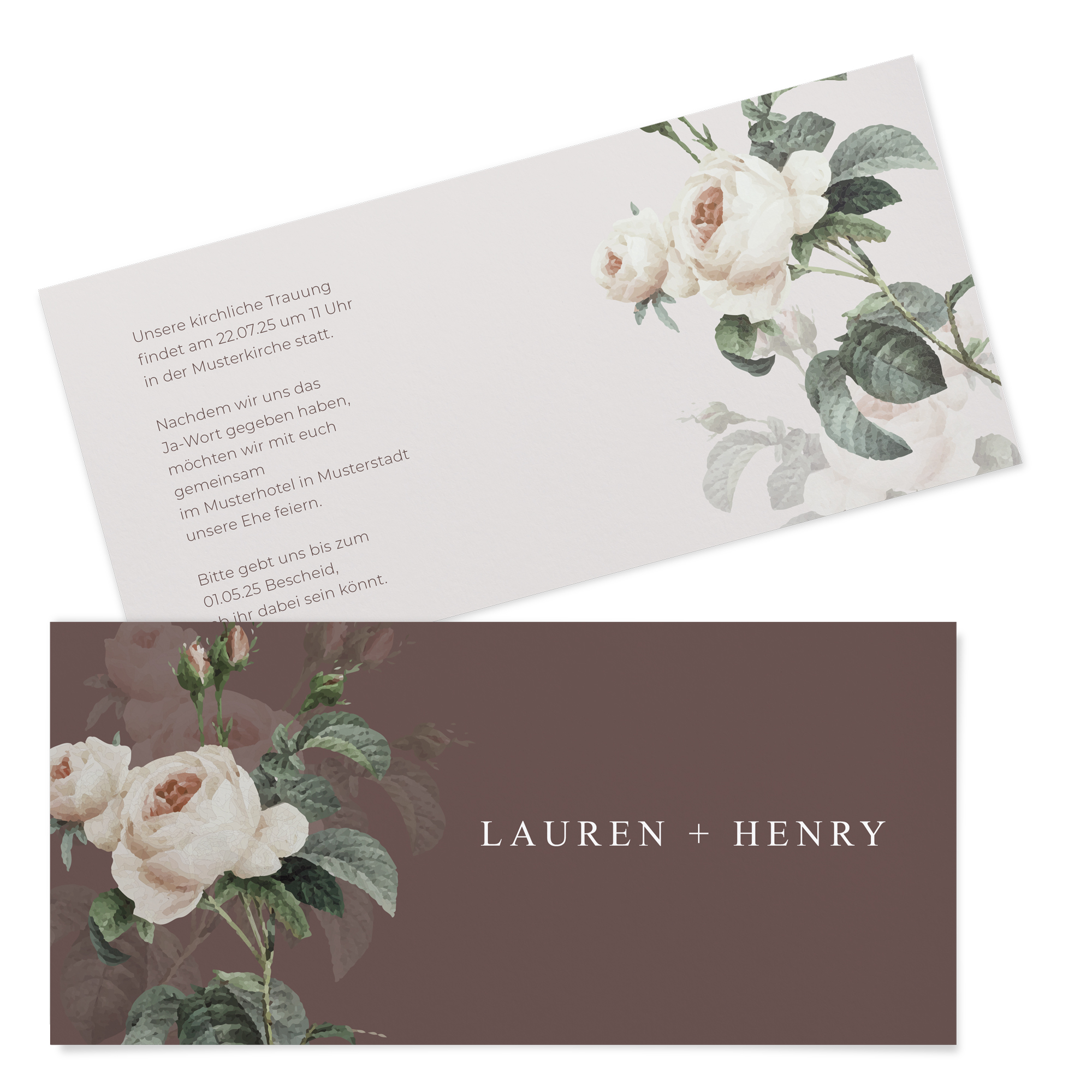 Postkarten DIN lang im Querformat 210 x 98 mm - Floral "Antique Rose"