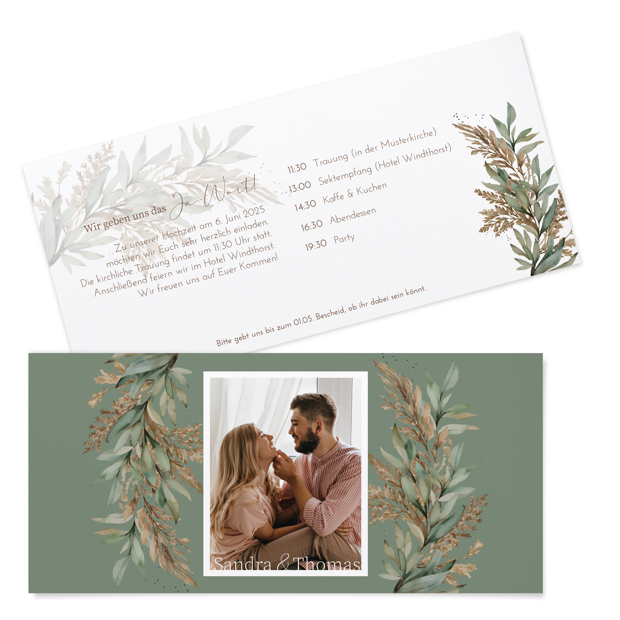 Postkarten DIN lang im Querformat 210 x 98 mm - Boho "Rooted Together"