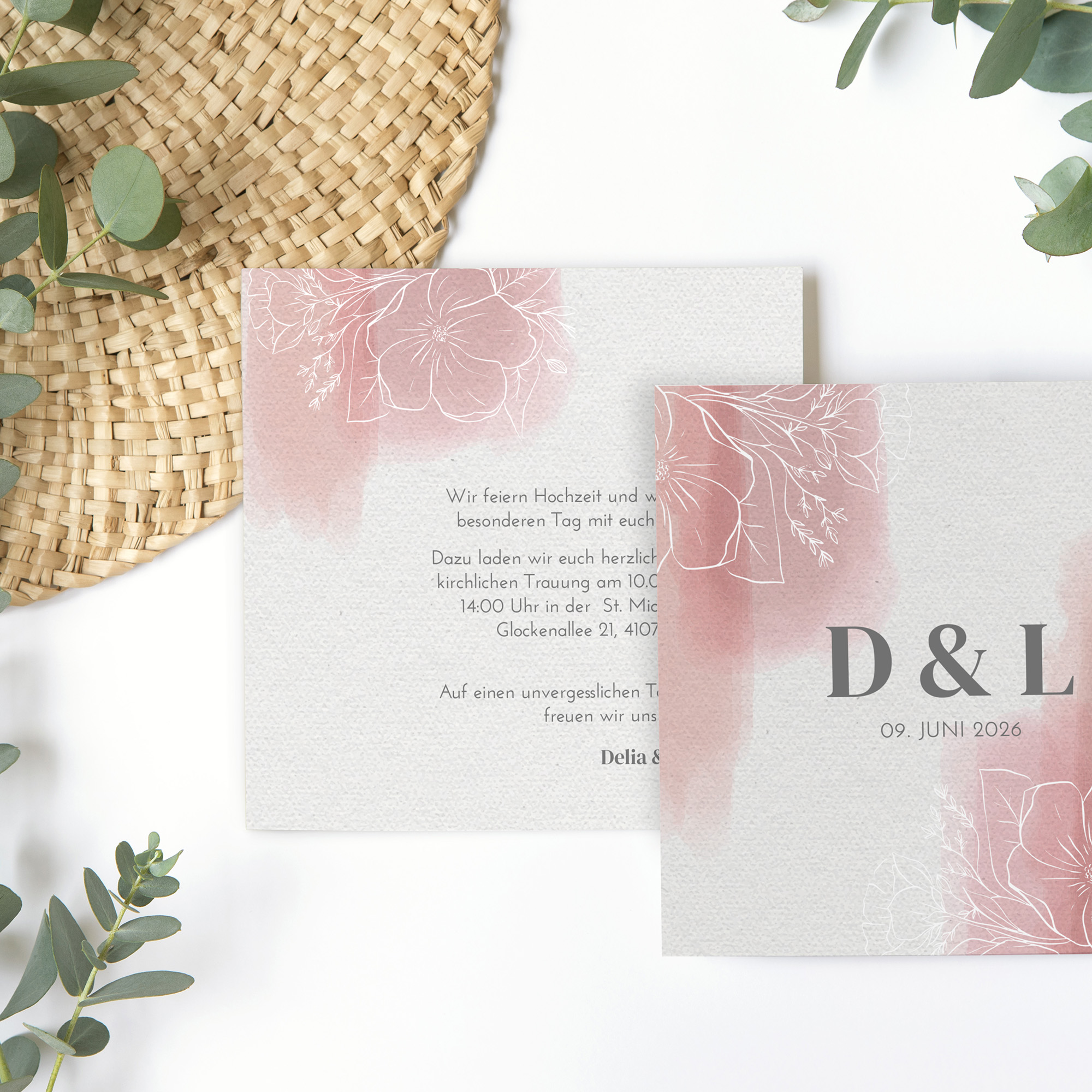 Postkarte Quadrat - Aquarell "dusty Bloom"