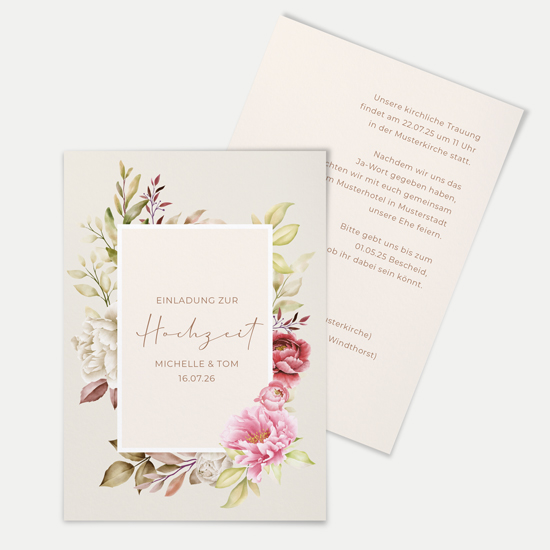 Postkarte DIN A6 im Hochformat - Floral "Peony Bloom"