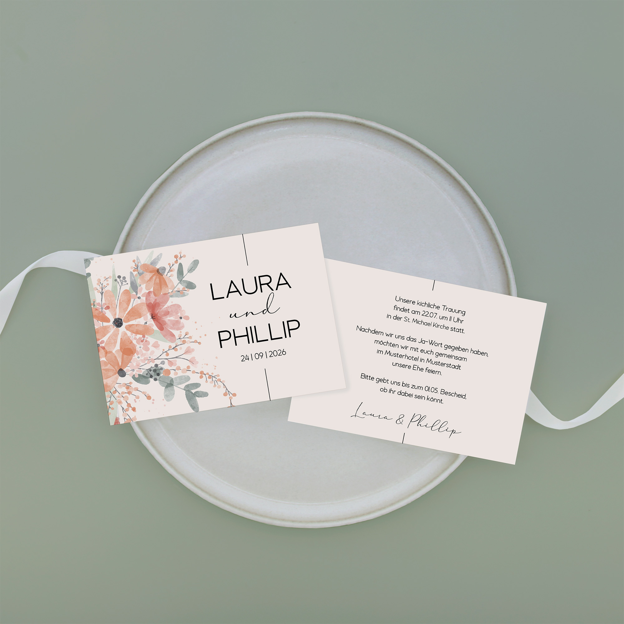 Postkarte DIN A6 im Querformat - Aquarell "terracotta Bloom"