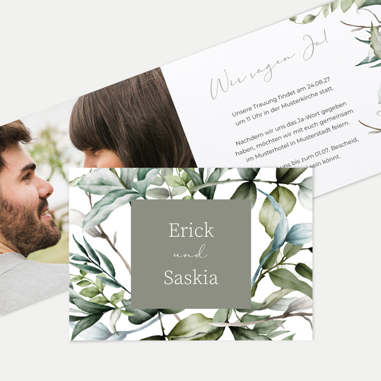 Klappkarte DIN A6 im Querformat - Greenery "Pure Greenery"