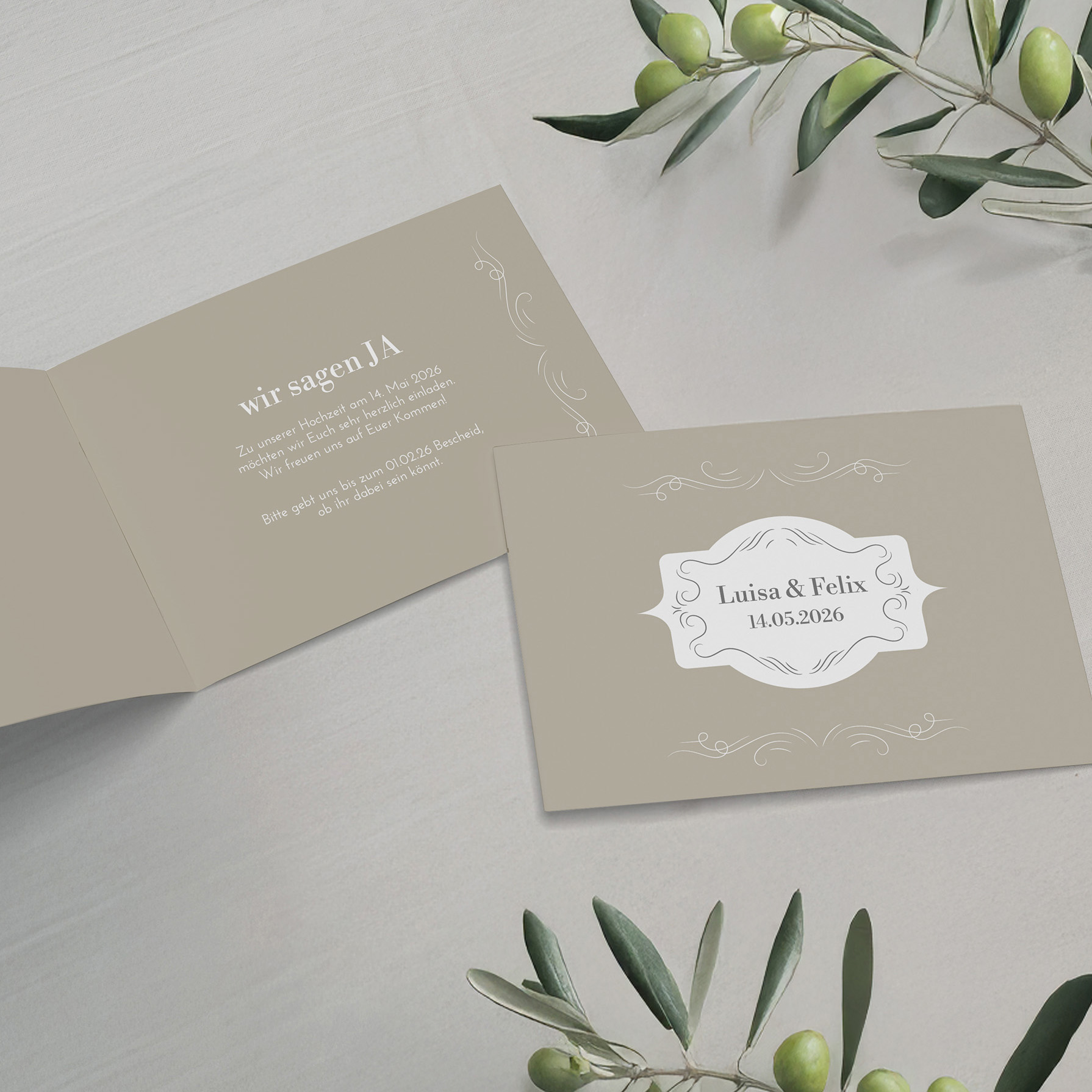 Klappkarte DIN A6 im Querformat - Vintage - "Antique Peony"