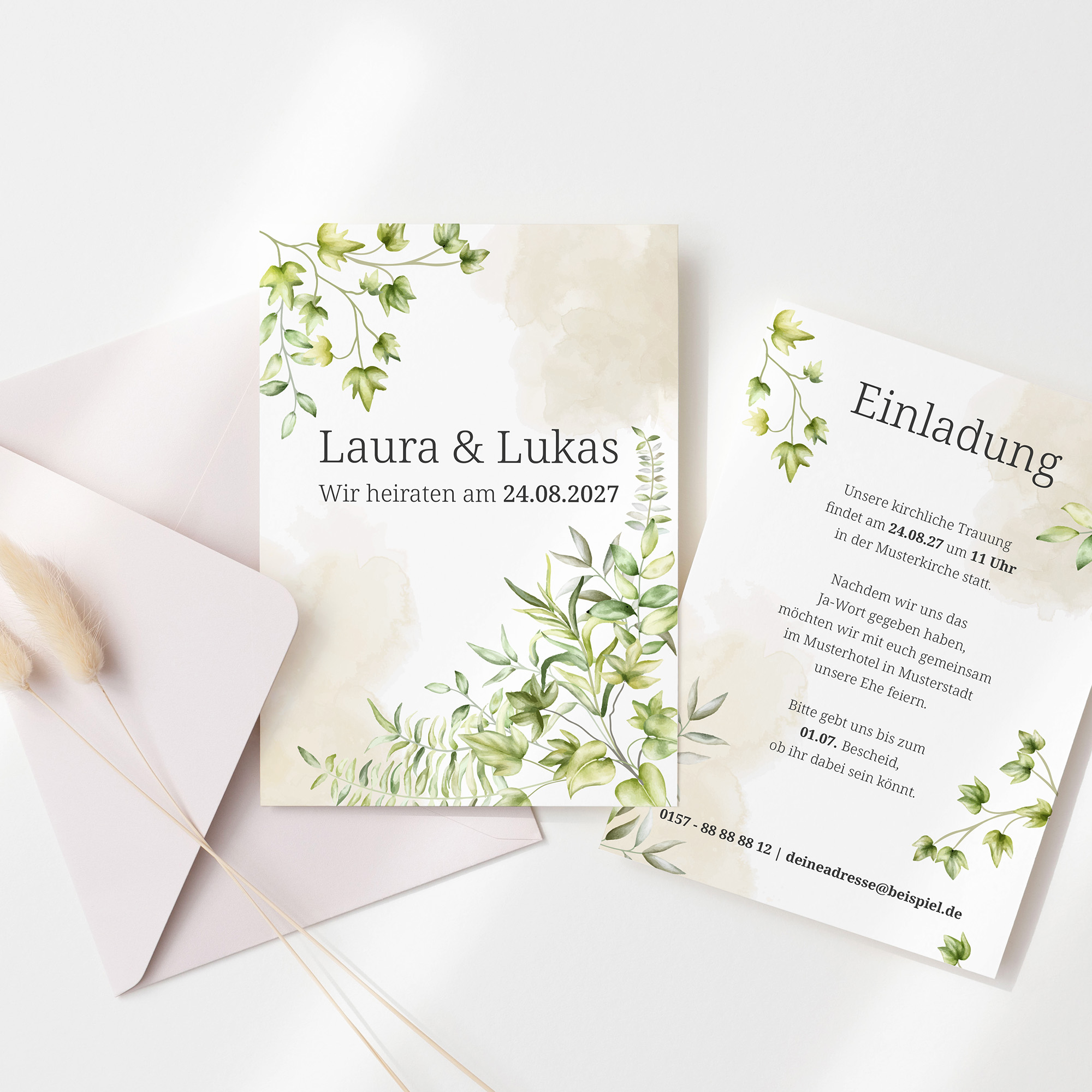 Postkarte DIN A6 im Hochformat - Greenery "leaf light"