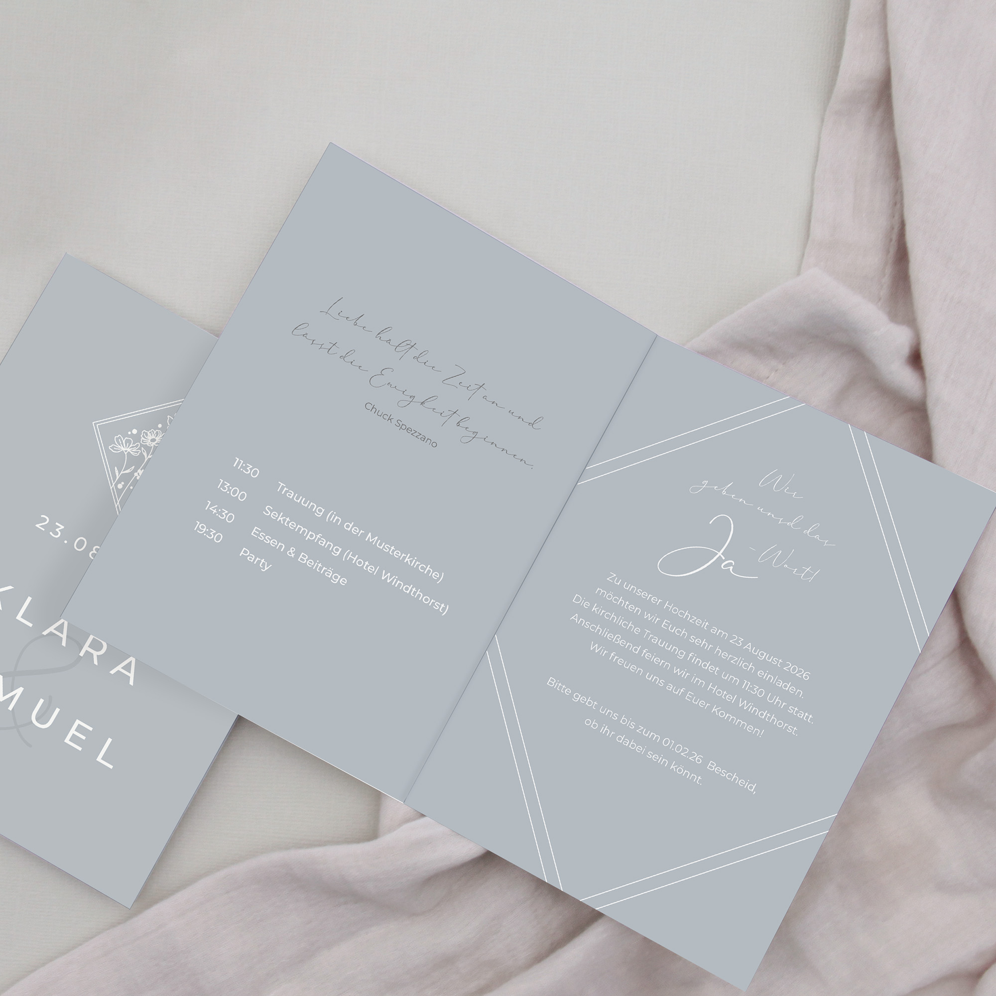 Klappkarte DIN A6 im Hochformat - Vintage - "La Fleur Bleue"