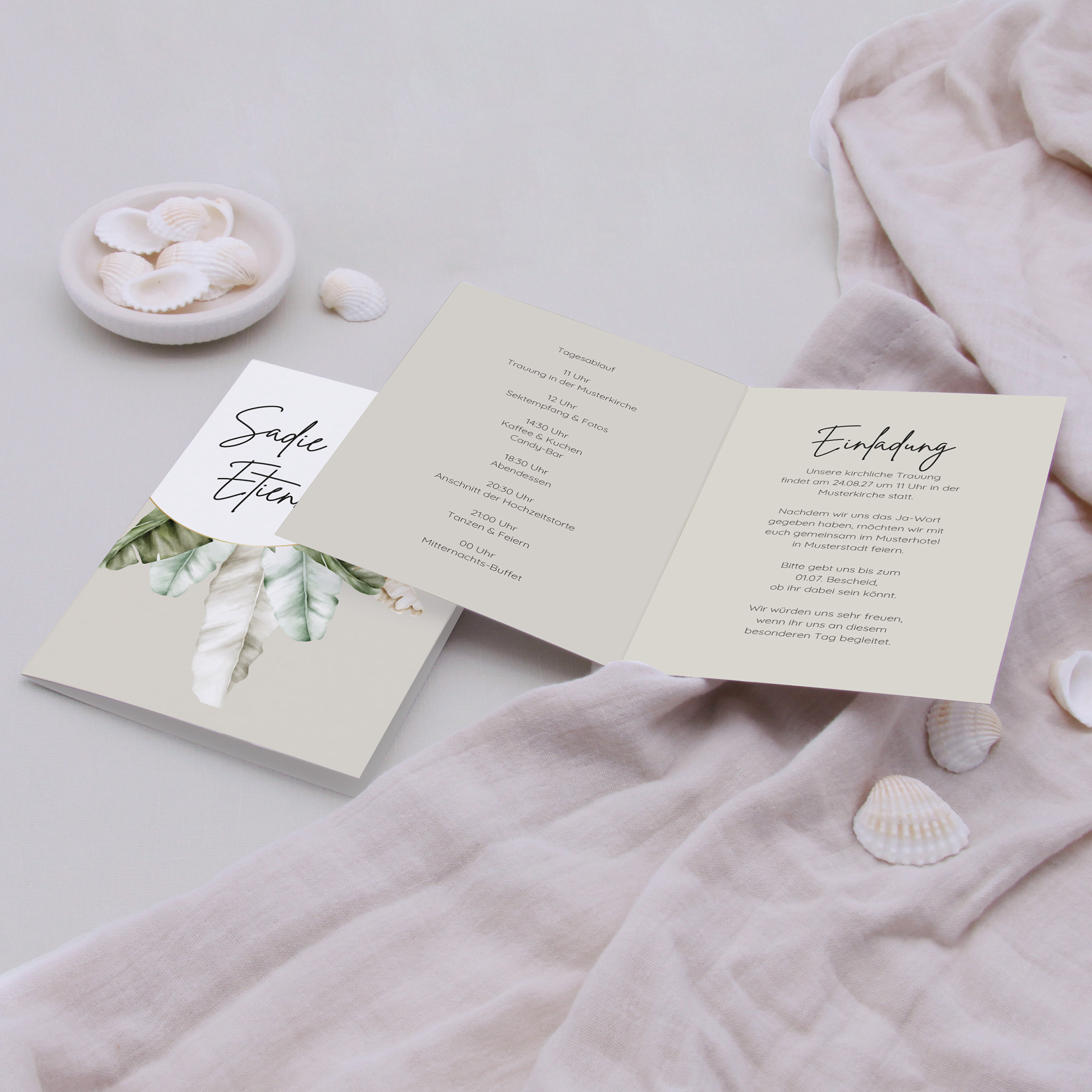 Klappkarte DIN A6 im Hochformat -Greenery "Manila 01"