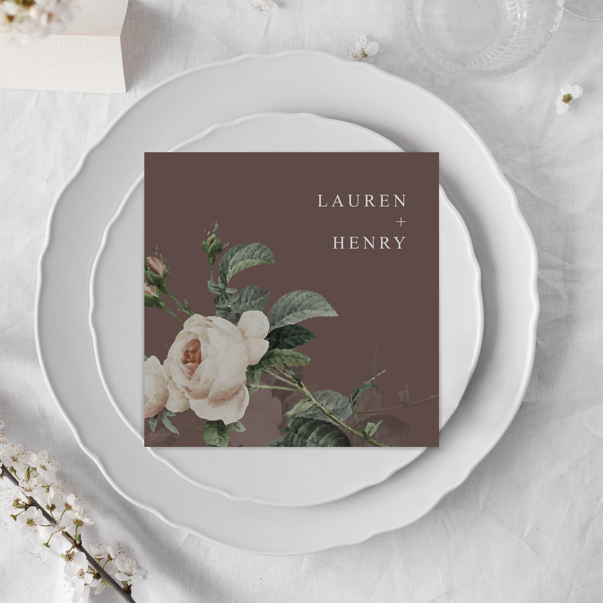 Postkarte Quadrat 148 x 148 mm - Floral "Antique Rose"