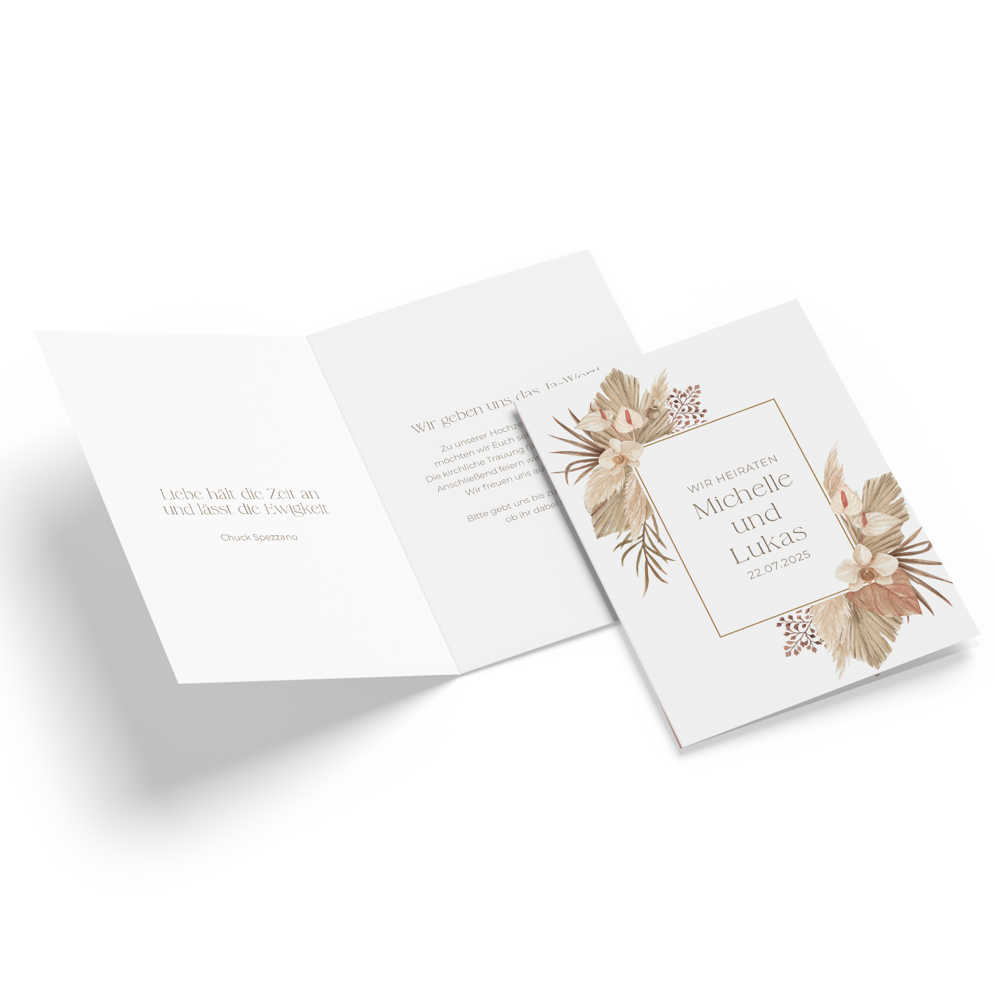 Klappkarte DIN A6 im Hochformat - Boho "Bare Golden Haze"