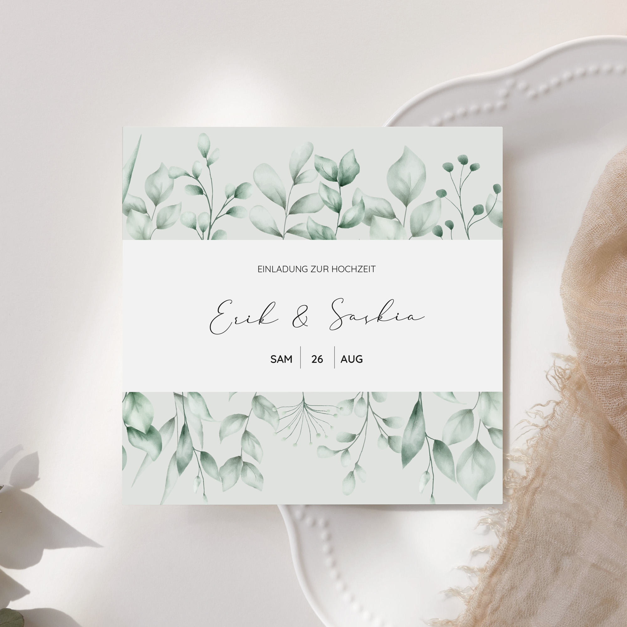 Postkarte Quadrat 148 x 148 mm - Greenery "Evergreen Mint"