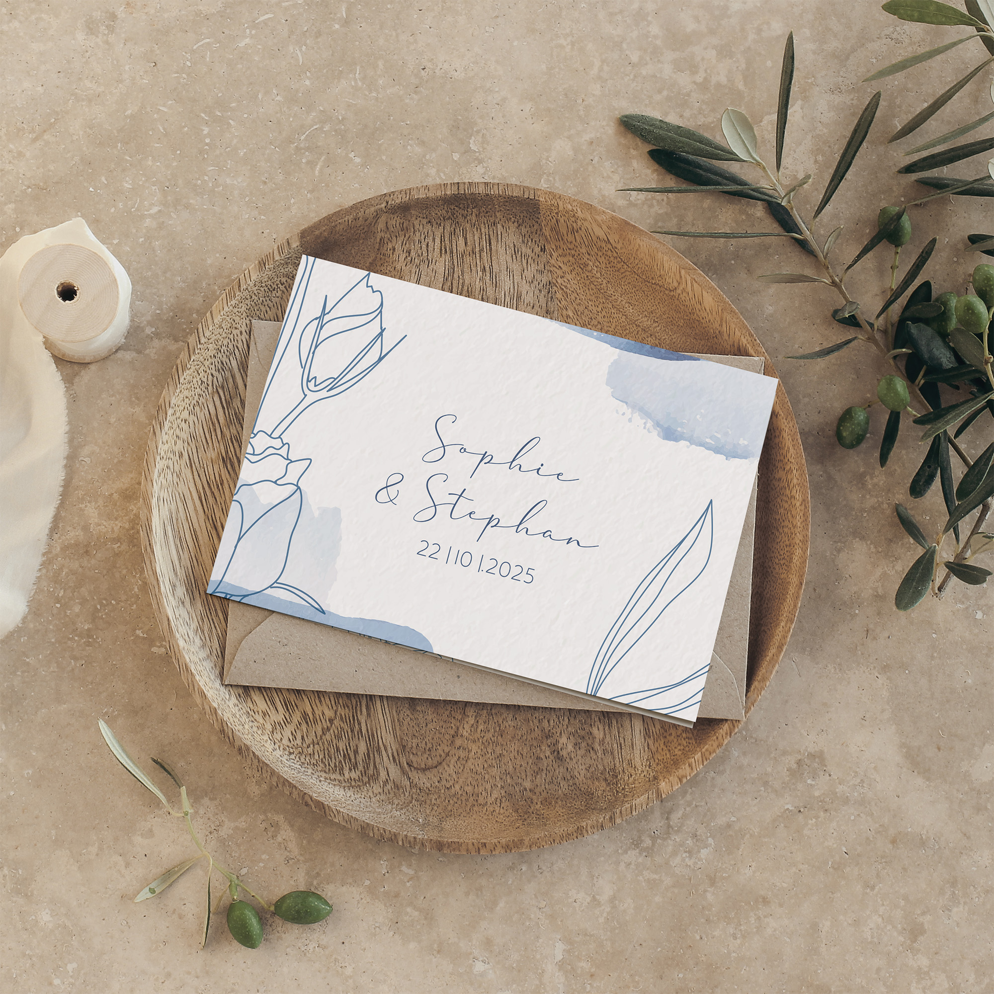 Klappkarte DIN A6 im Querformat - Aquarell "midnight petals"